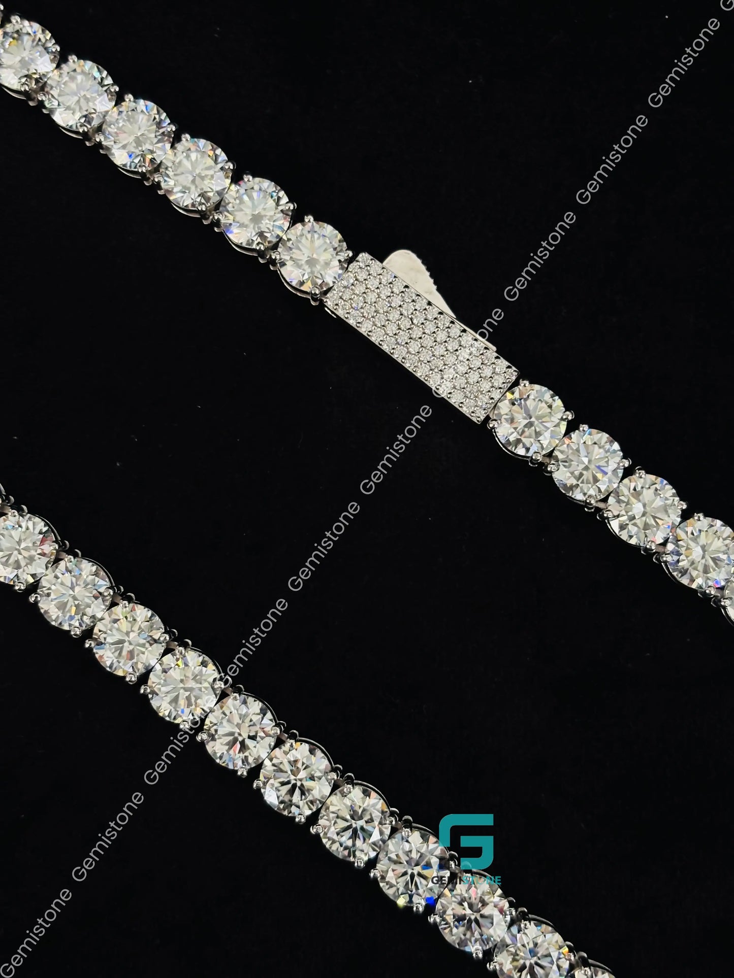 10MM 4CT Round Cut Moissanite Diamond Tennis Chain 