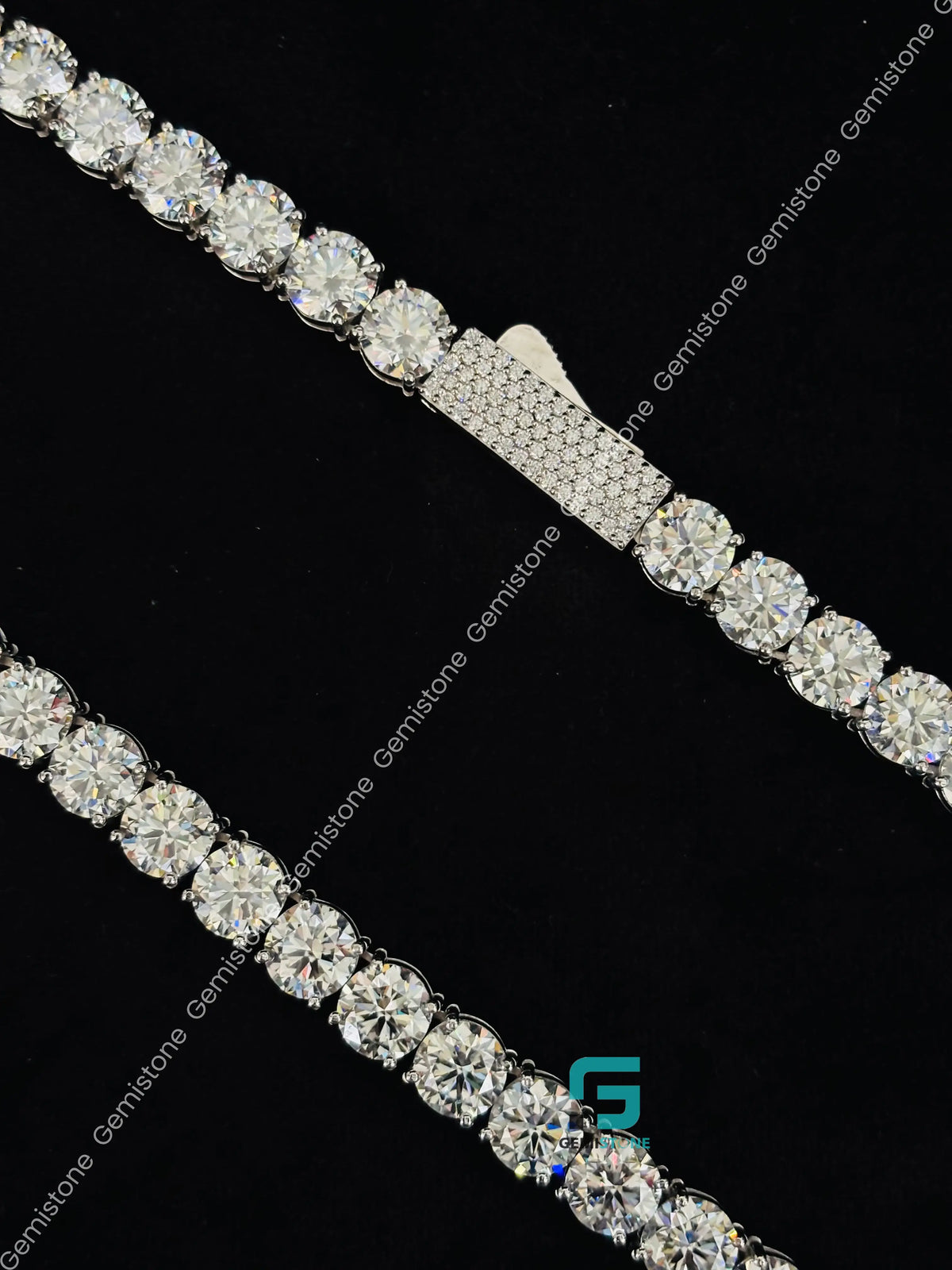 10MM 4CT Round Cut Moissanite Diamond Tennis Chain 