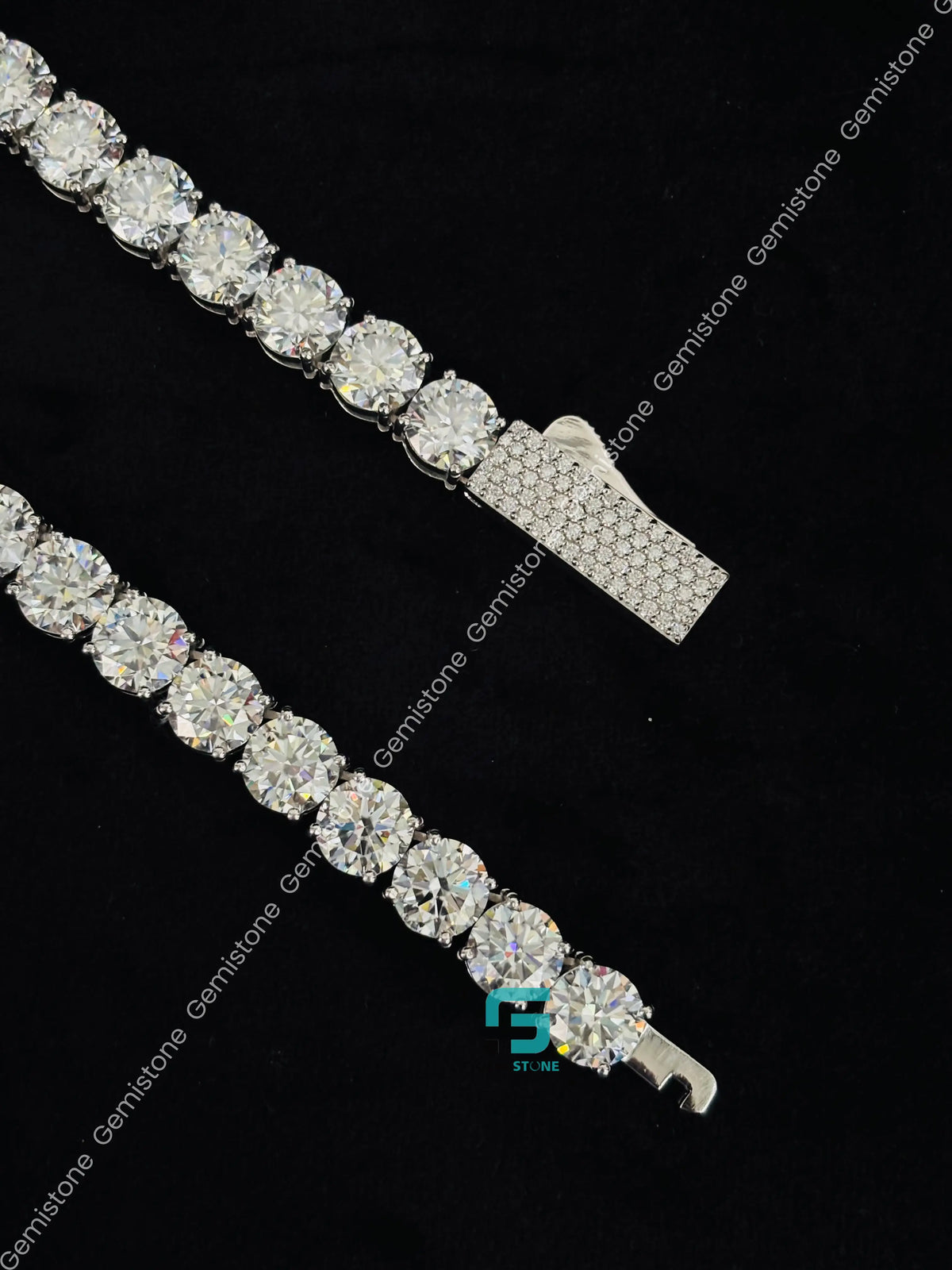 10MM 4CT Round Cut Moissanite Diamond Tennis Chain For Men