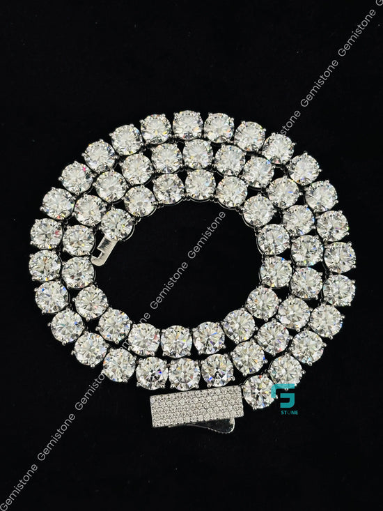 10MM 4CT Round Cut Moissanite Diamond Tennis Chain For Unisex