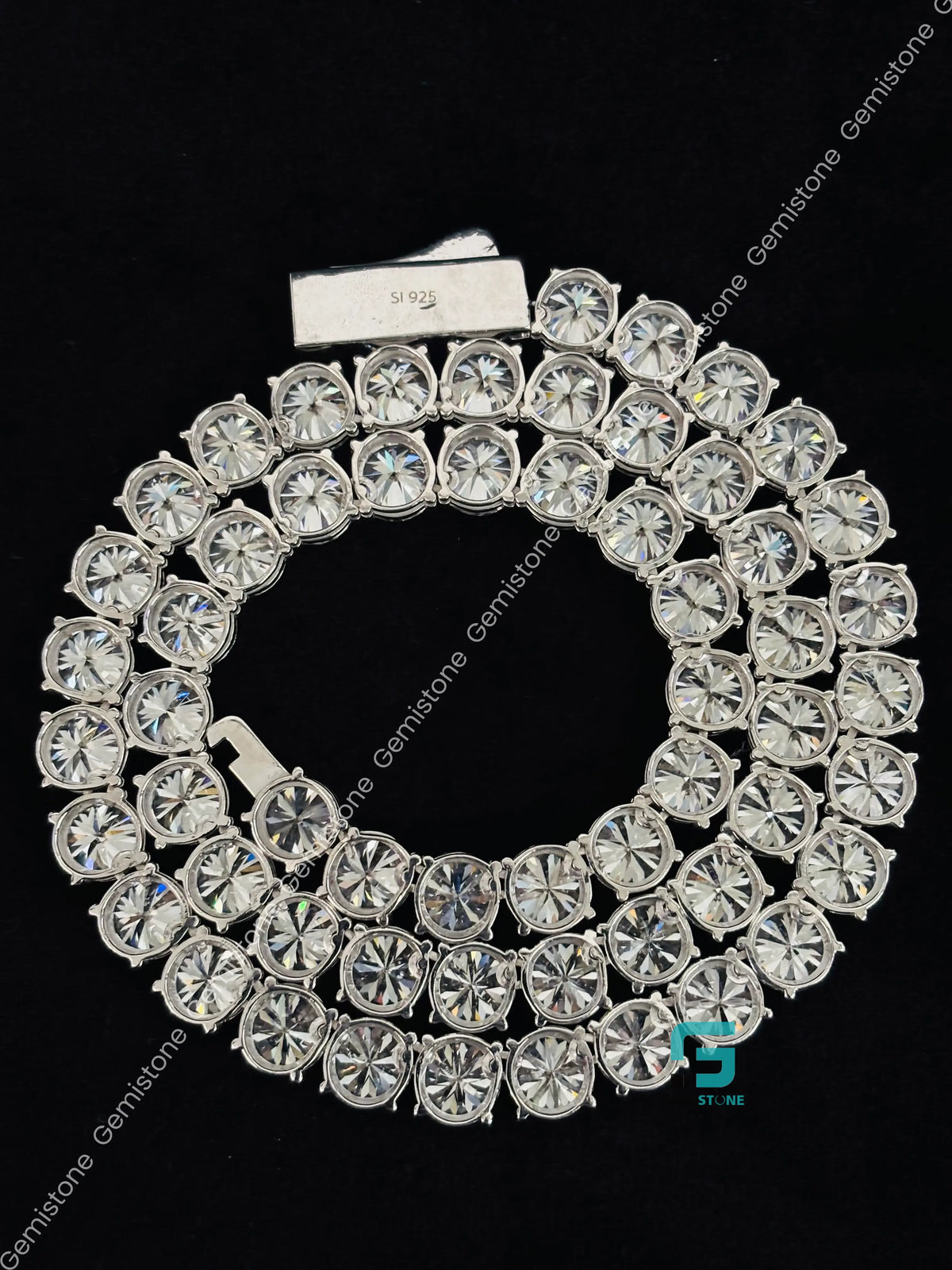 10MM 4CT Round Cut Moissanite Diamond Tennis Chain For Women