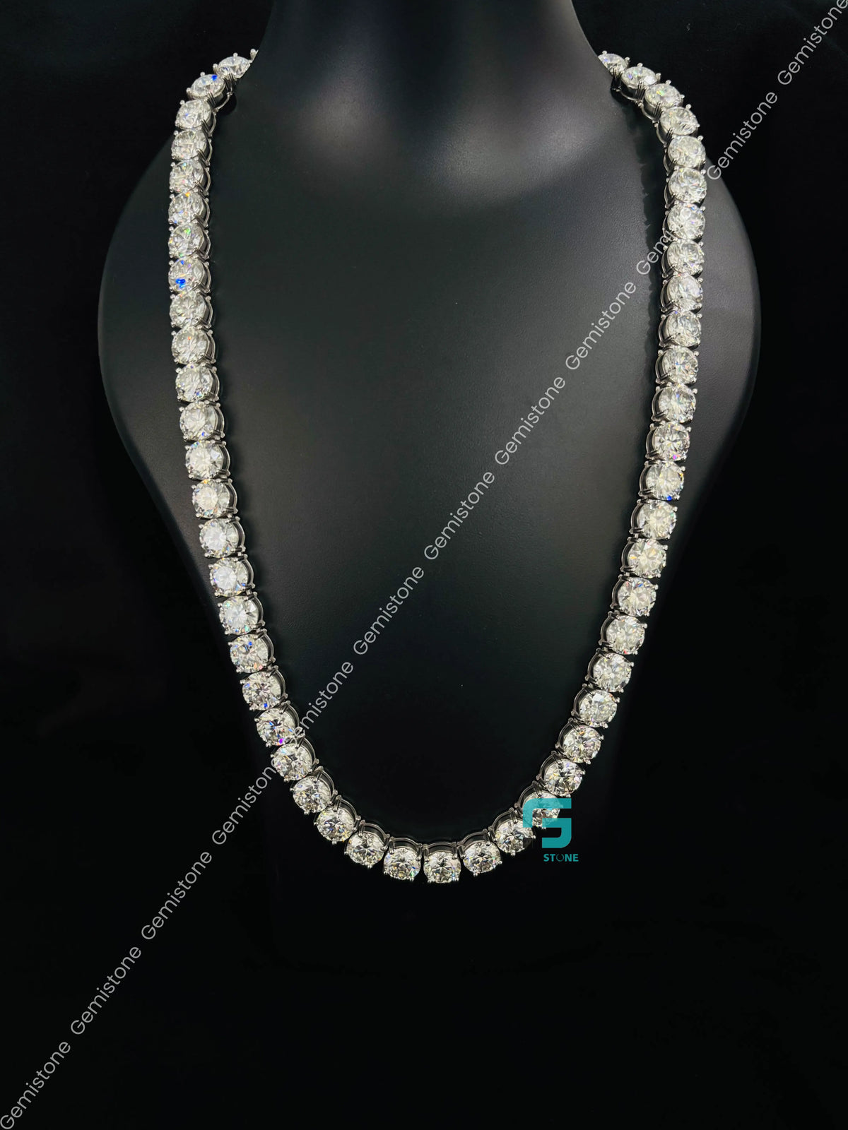 10MM Round Cut Moissanite Diamond Tennis Neckalce 