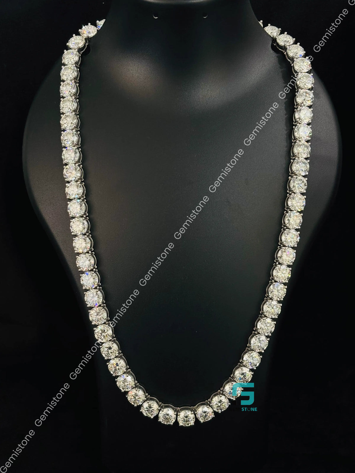 10MM Round Cut Moissanite Diamond Tennis Neckalce For Men