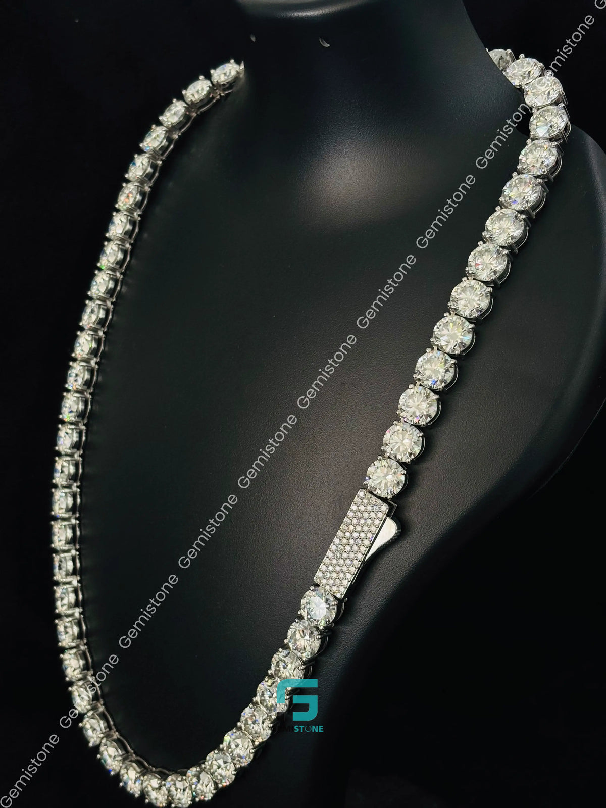 10MM Round Cut Moissanite Diamond Tennis Neckalce For Women