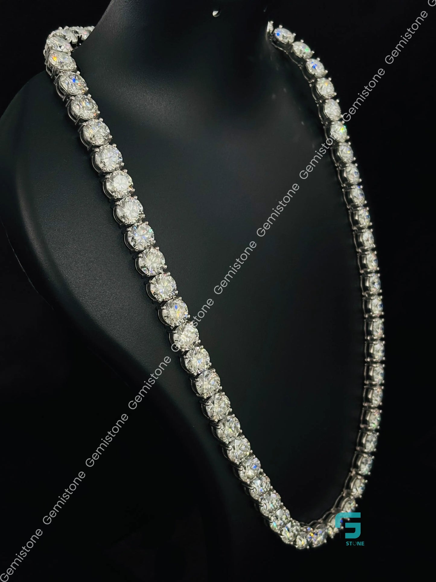 10MM Round Cut Tennis Moissanite Diamond Neckalce 