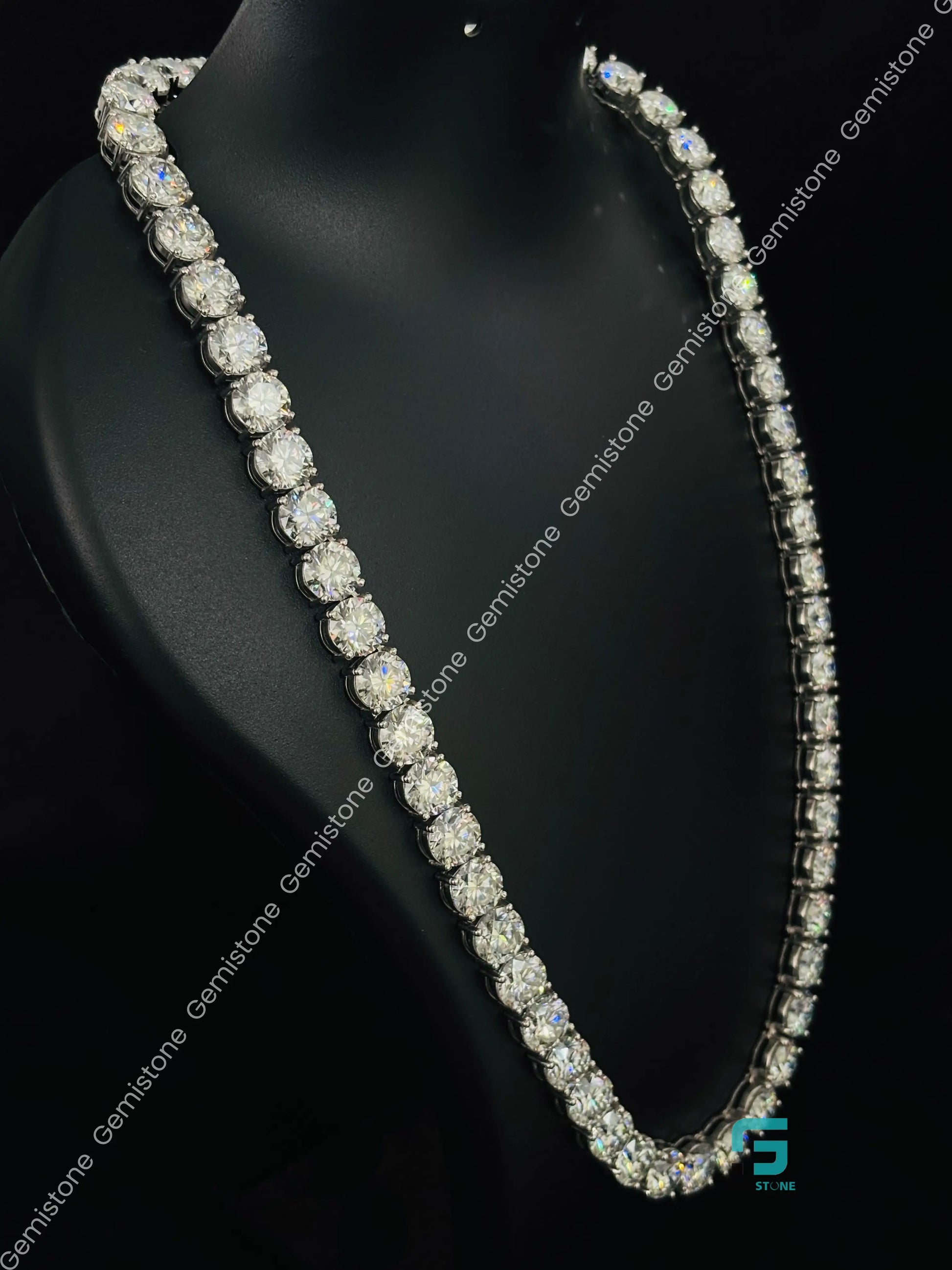 10MM Round Cut Tennis Moissanite Diamond Neckalce 