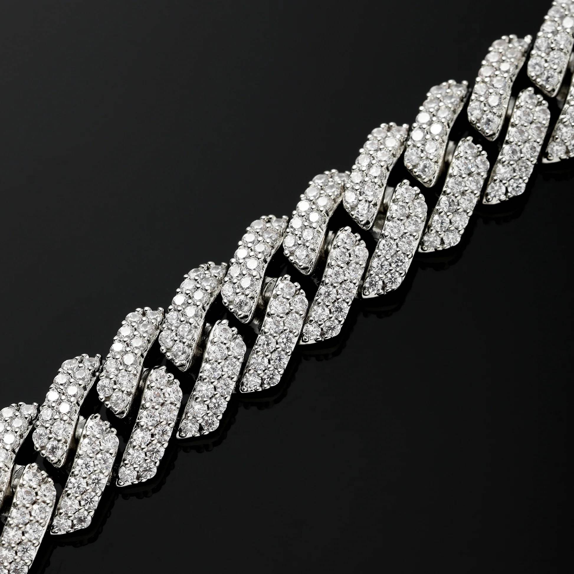 12MM-925-Silver-Moissanite-Prong-Cuban-Link-Bracelet-White-Gold