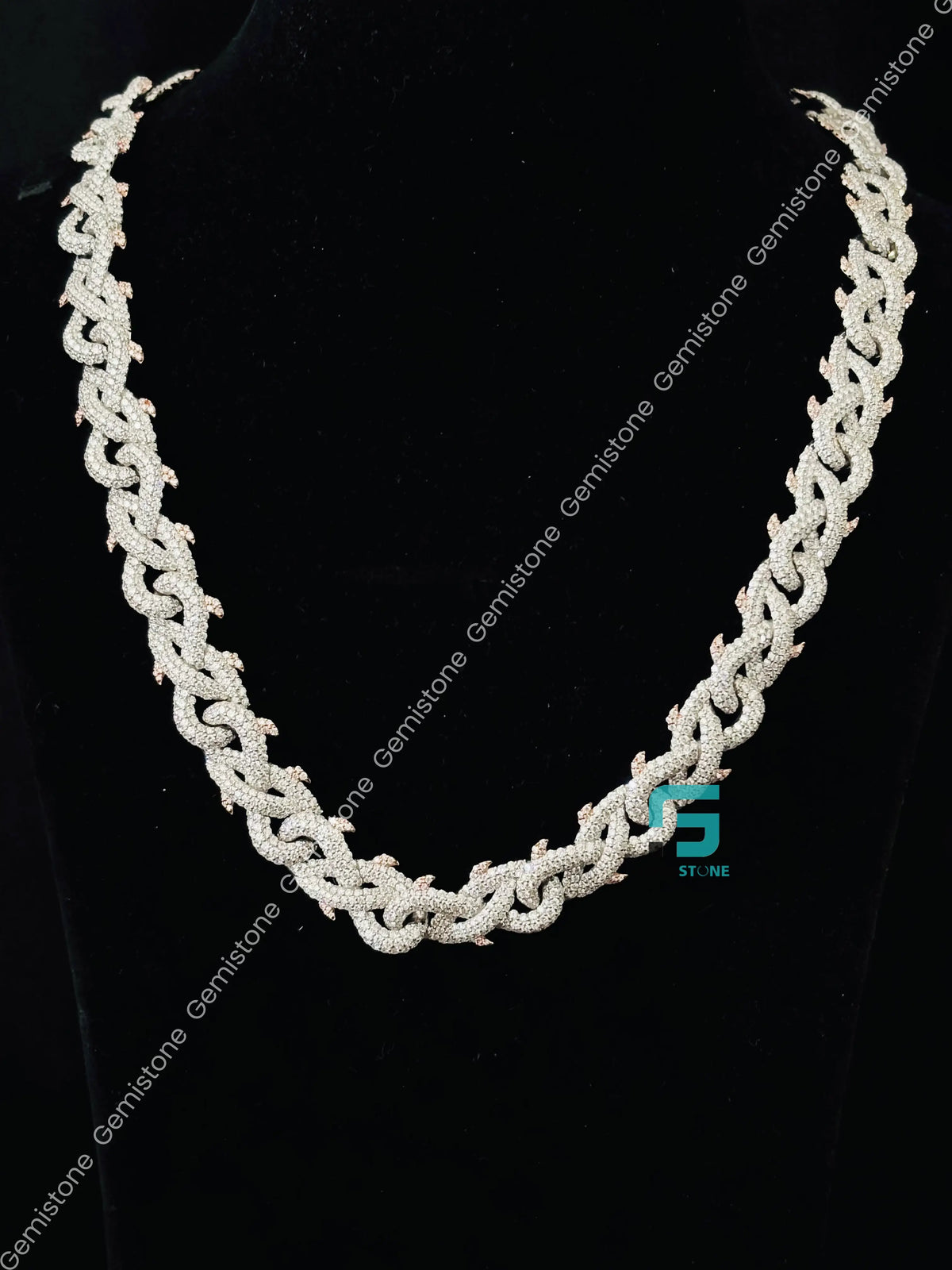13MM Cuban Link Thorn Crown Moissanite Chain For Men