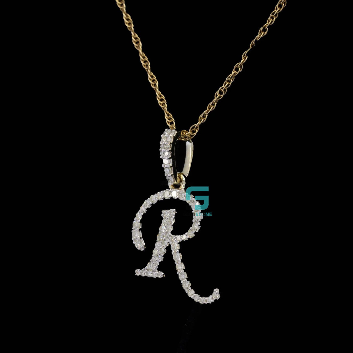 14k Gold Buy Stylish Round Moissanite Diamond R Pendant For Gift