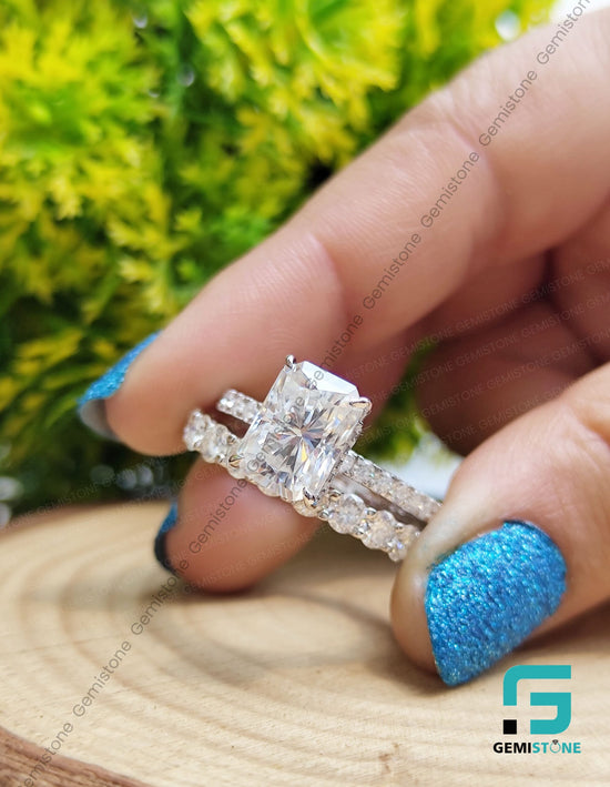 2.00 Ct Radiant Cut Moissanite Bridal Wedding Ring Set