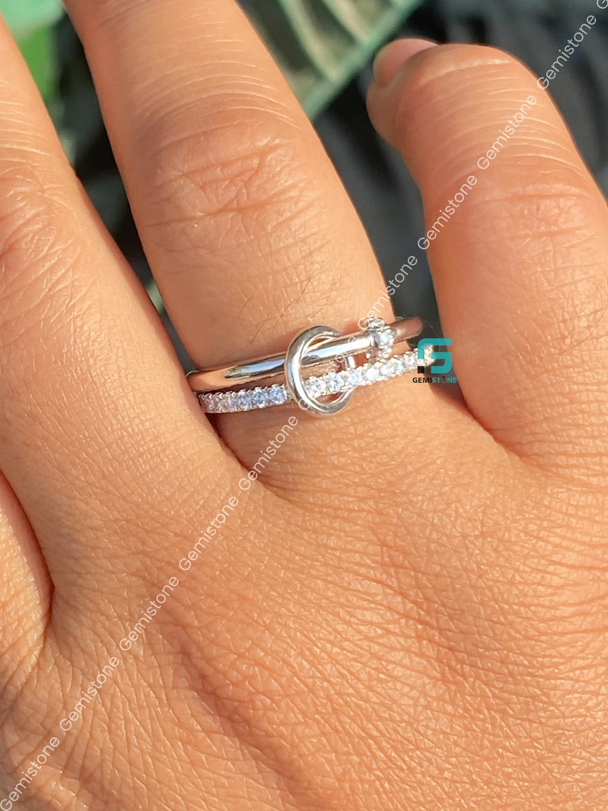 Multi Link Connected Moissanite Interlocking Statement Chunky Ring