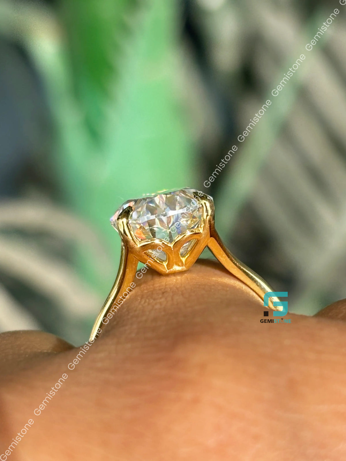 6CT Oval Cut Split Shank Moissanite Tulip Set Ring For Women
