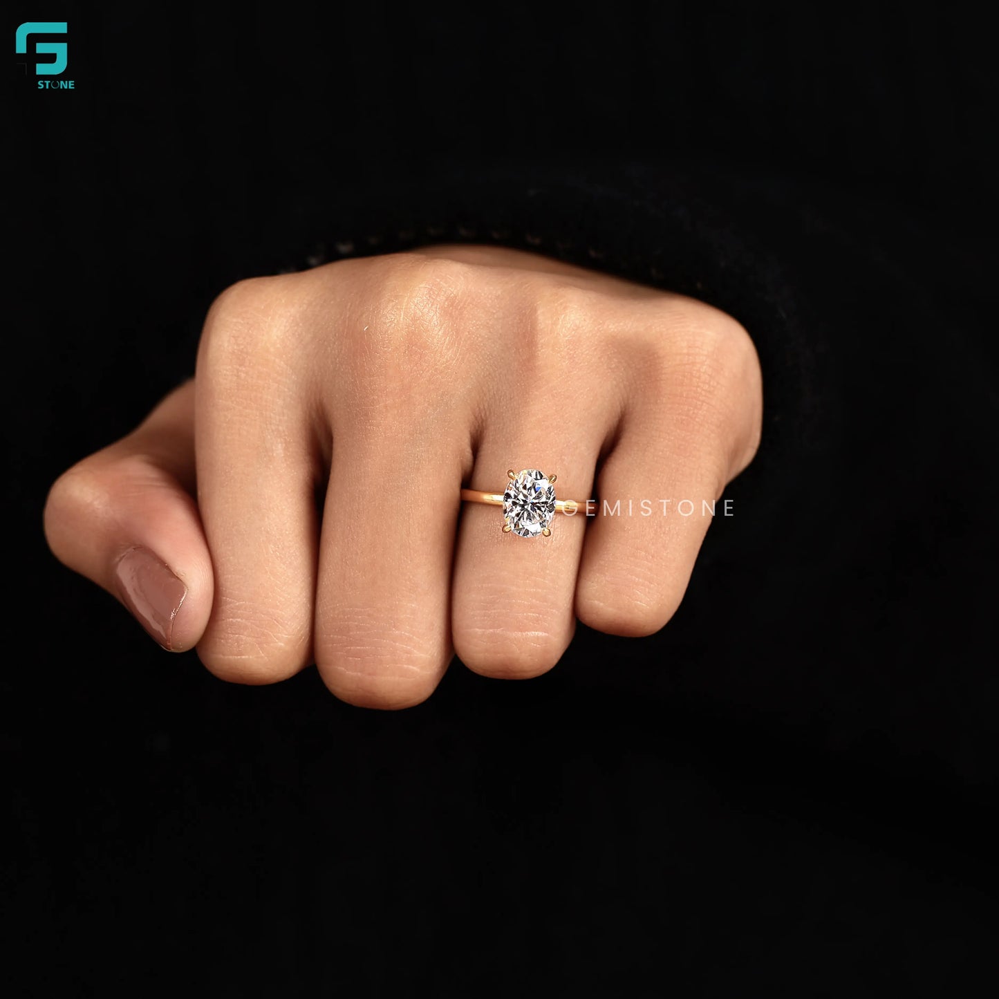 3CT Solitare Prong Set Oval Lab Diamond Annivasary Ring