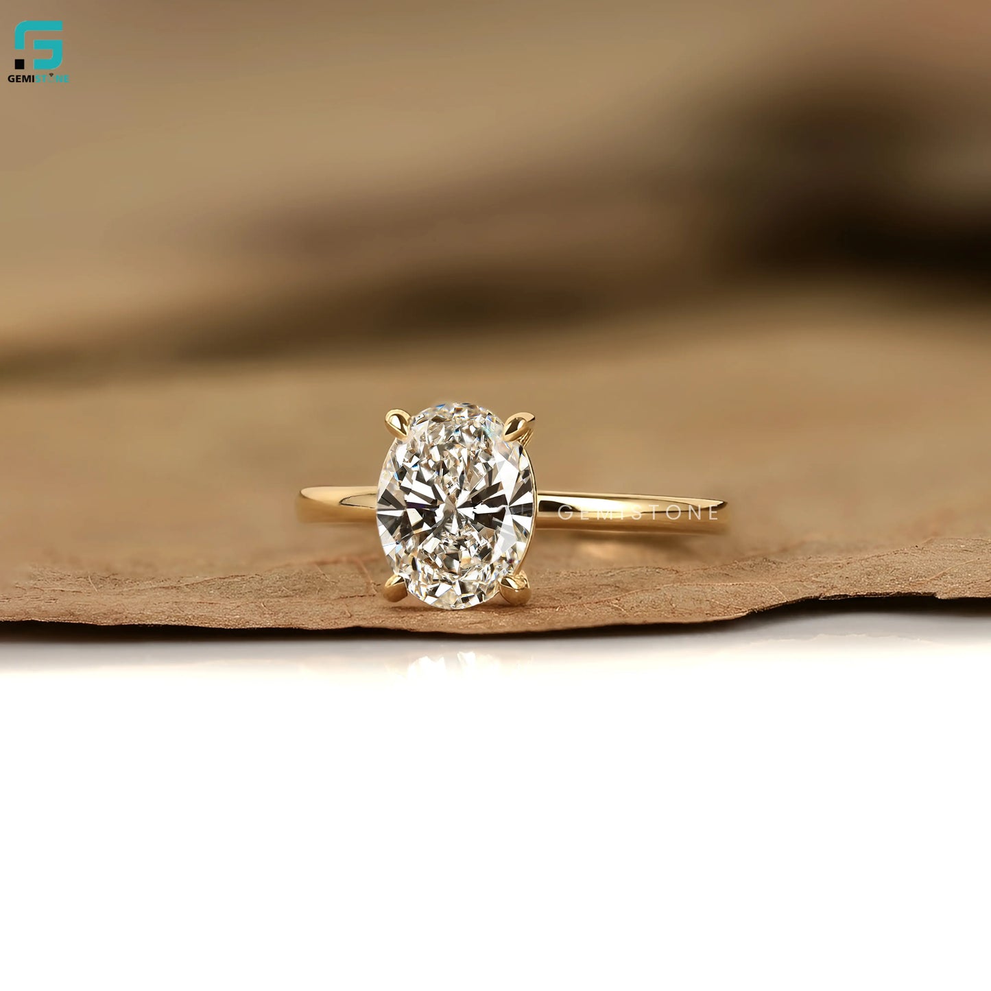3CT Solitare Prong Set Oval Lab Diamond Annivasary Ring