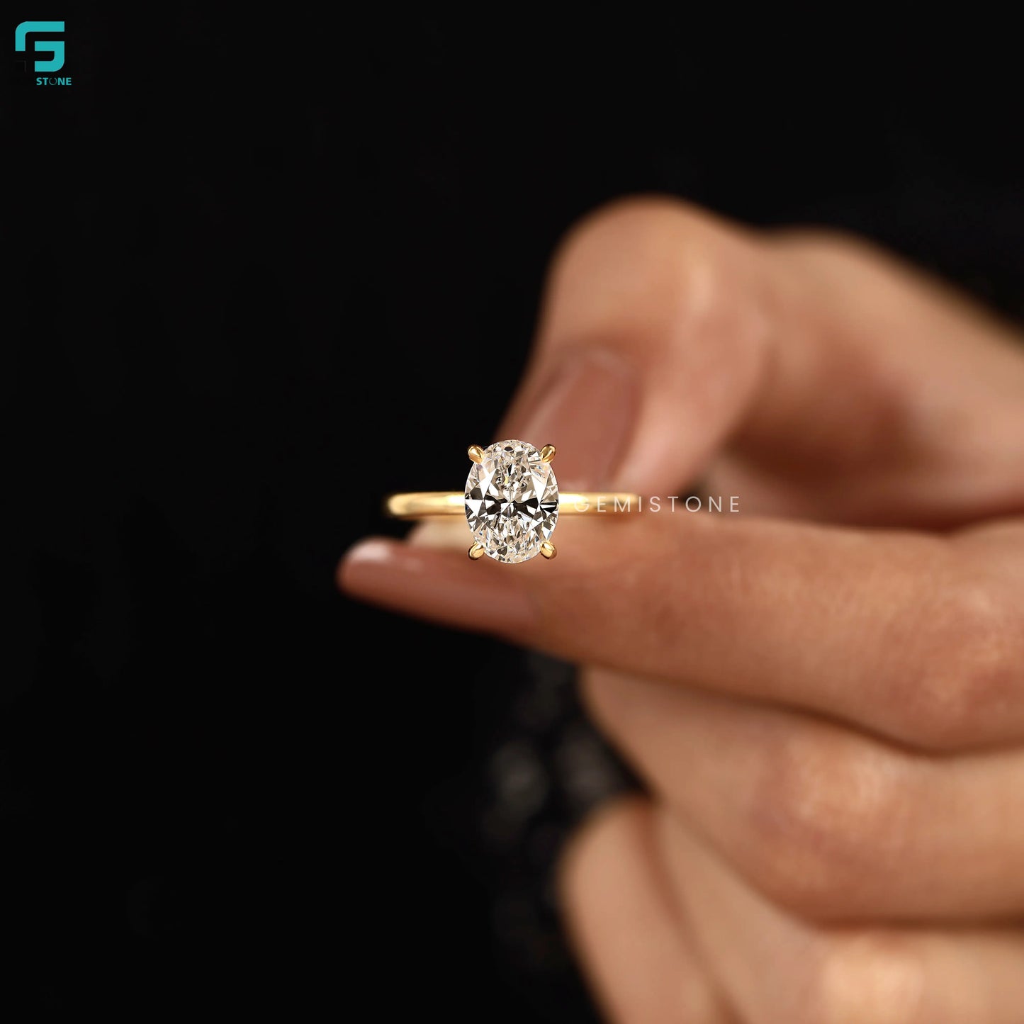 3CT Solitare Prong Set Oval Lab Diamond Annivasary Ring