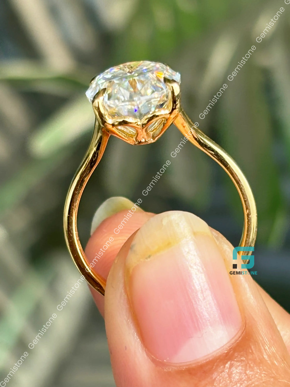 6CT Oval Cut Split Shank Moissanite Tulip Set Ring For Women