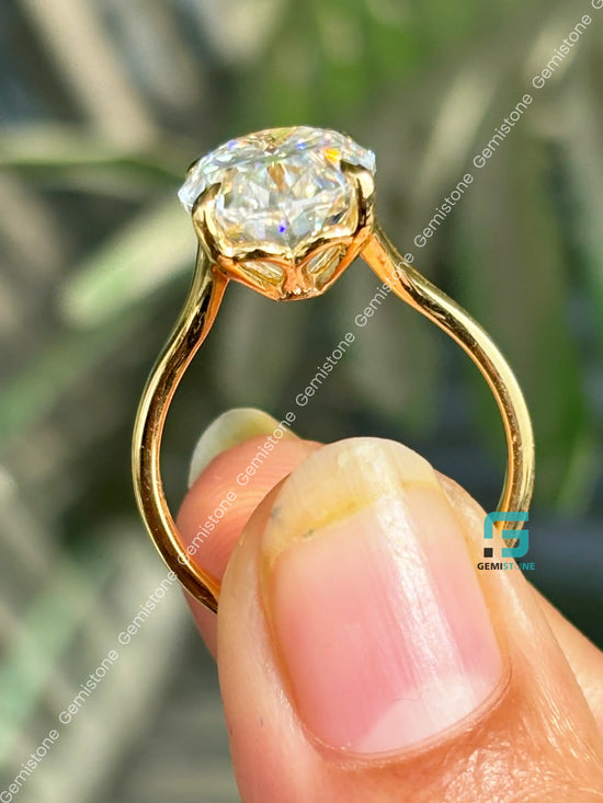 6CT Oval Cut Split Shank Moissanite Tulip Set Ring For Women