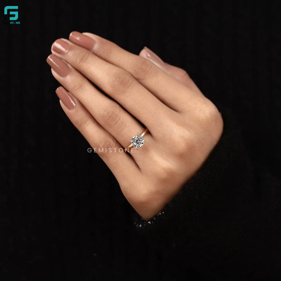 14K Gold Lab Diamond Cushion Ring For Women