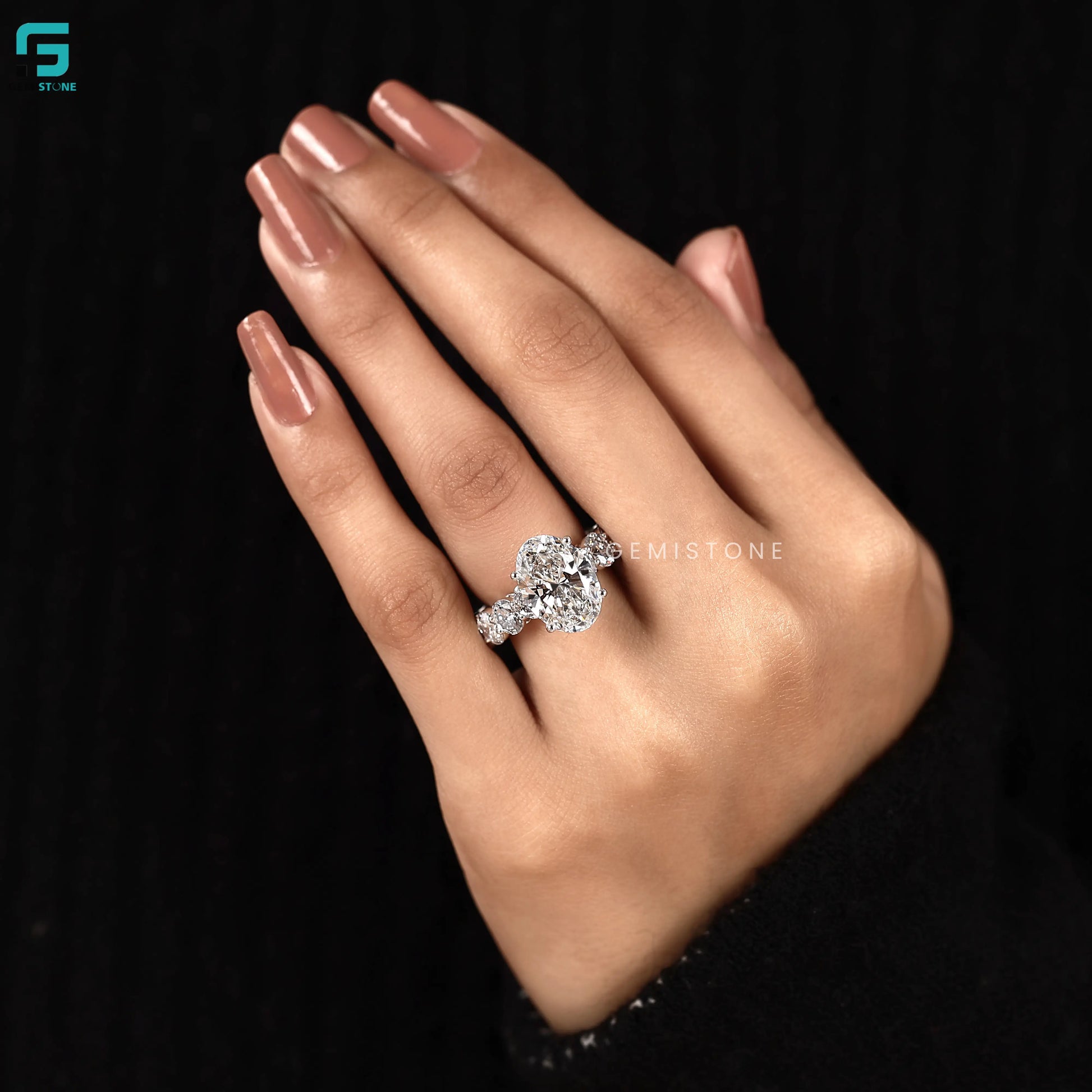 14K Gold Oval Pave Set Ring For Women
