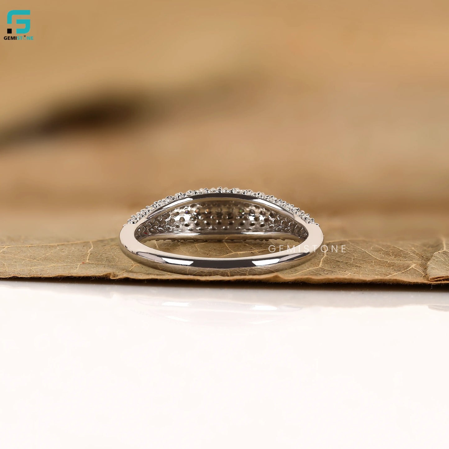 14K Gold Pave Dome Ring For Women