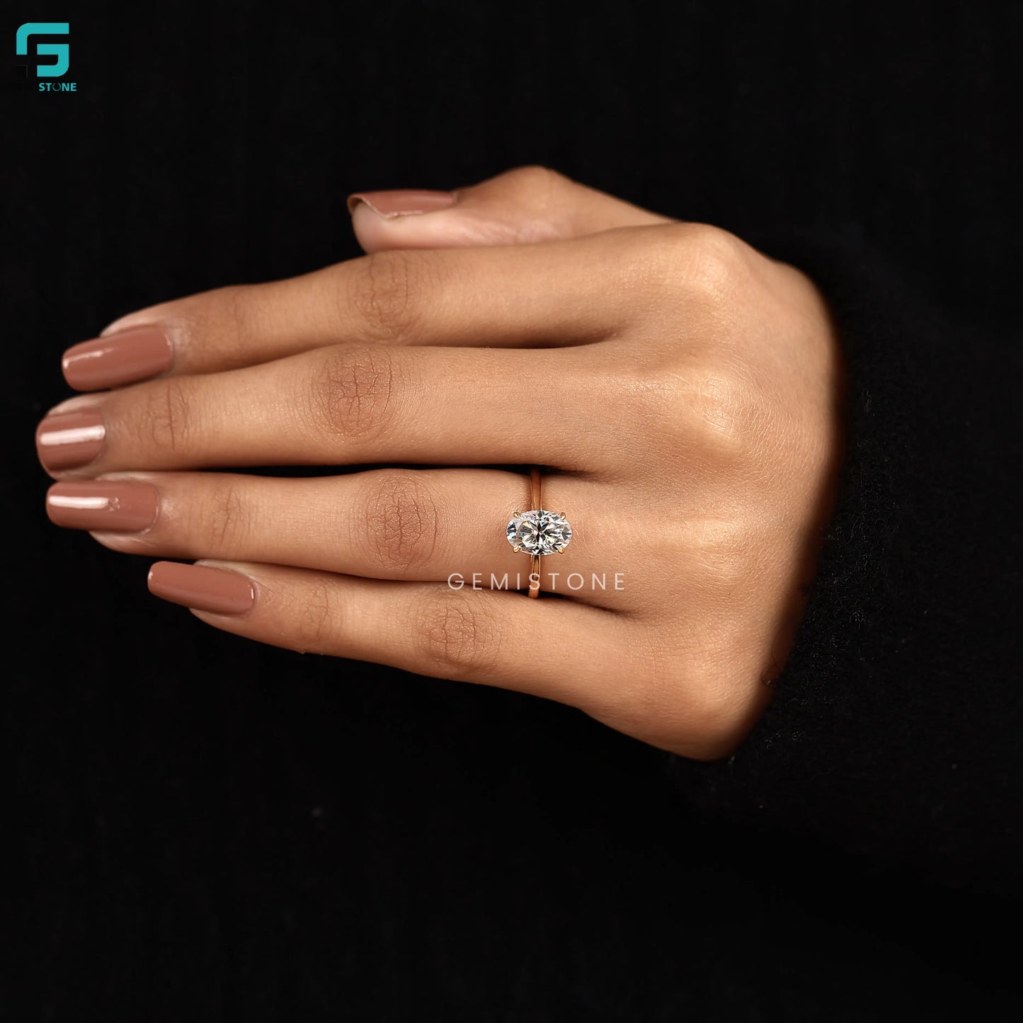 14K Solid Gold 3CT Oval Lab Grown Diamond Ring