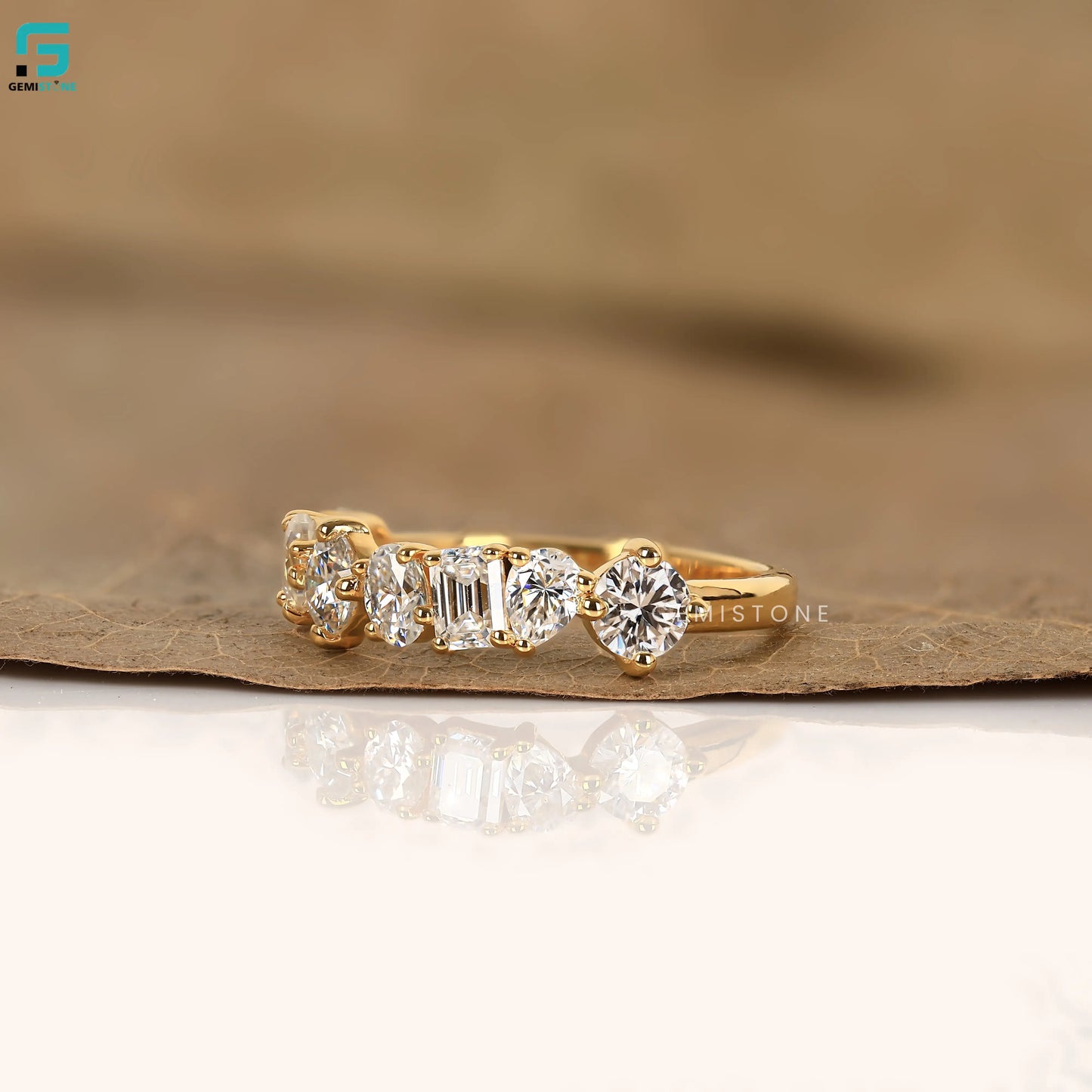 14K Solid Gold Cluster Lab Grown Diamond Wedding Band