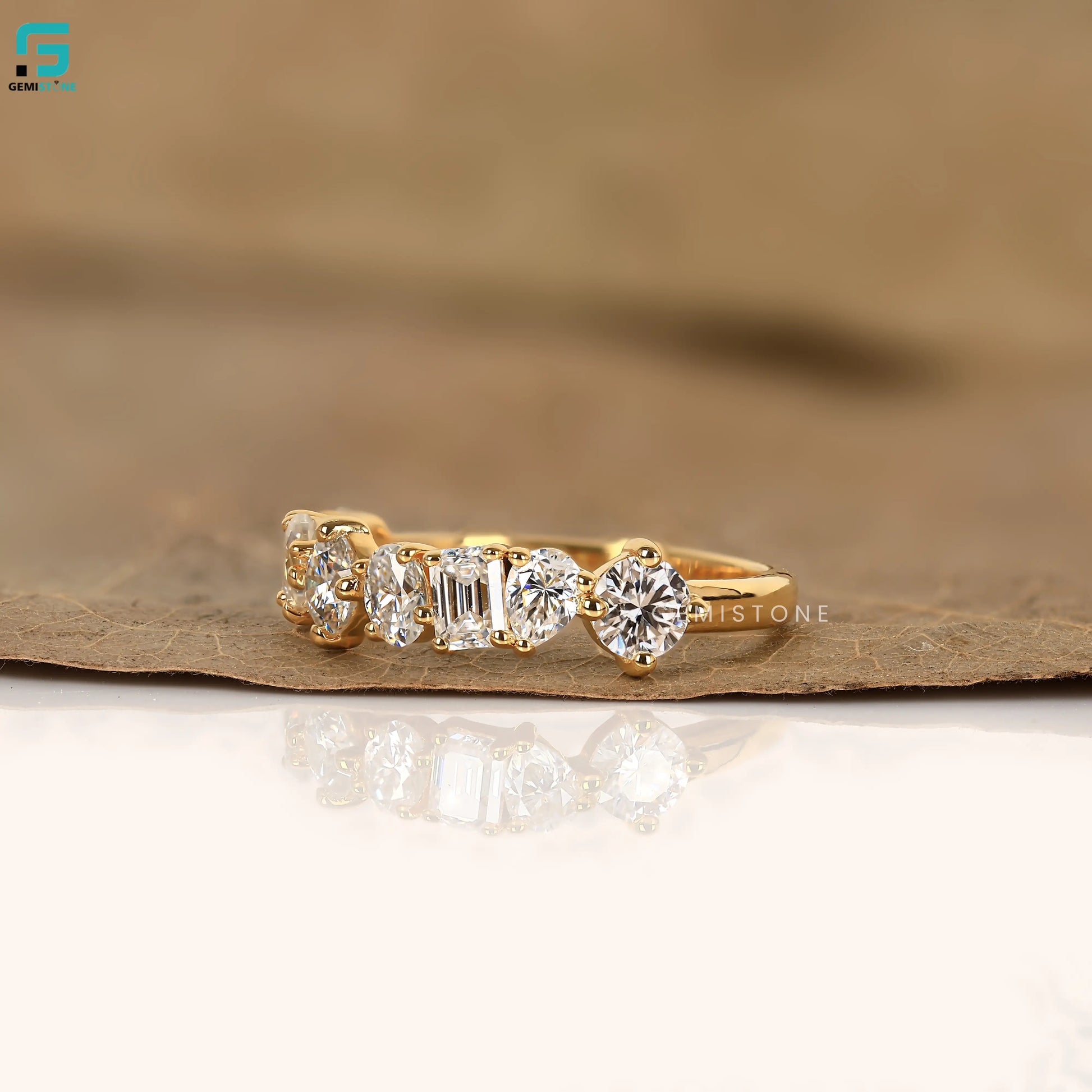 14K Solid Gold Cluster Lab Grown Diamond Wedding Band
