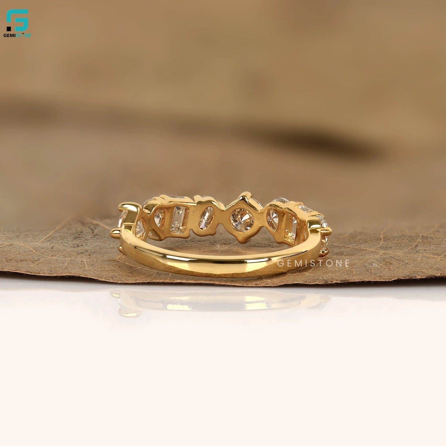 14K Solid Gold Cluster Lab Grown Diamond Wedding Band For Women