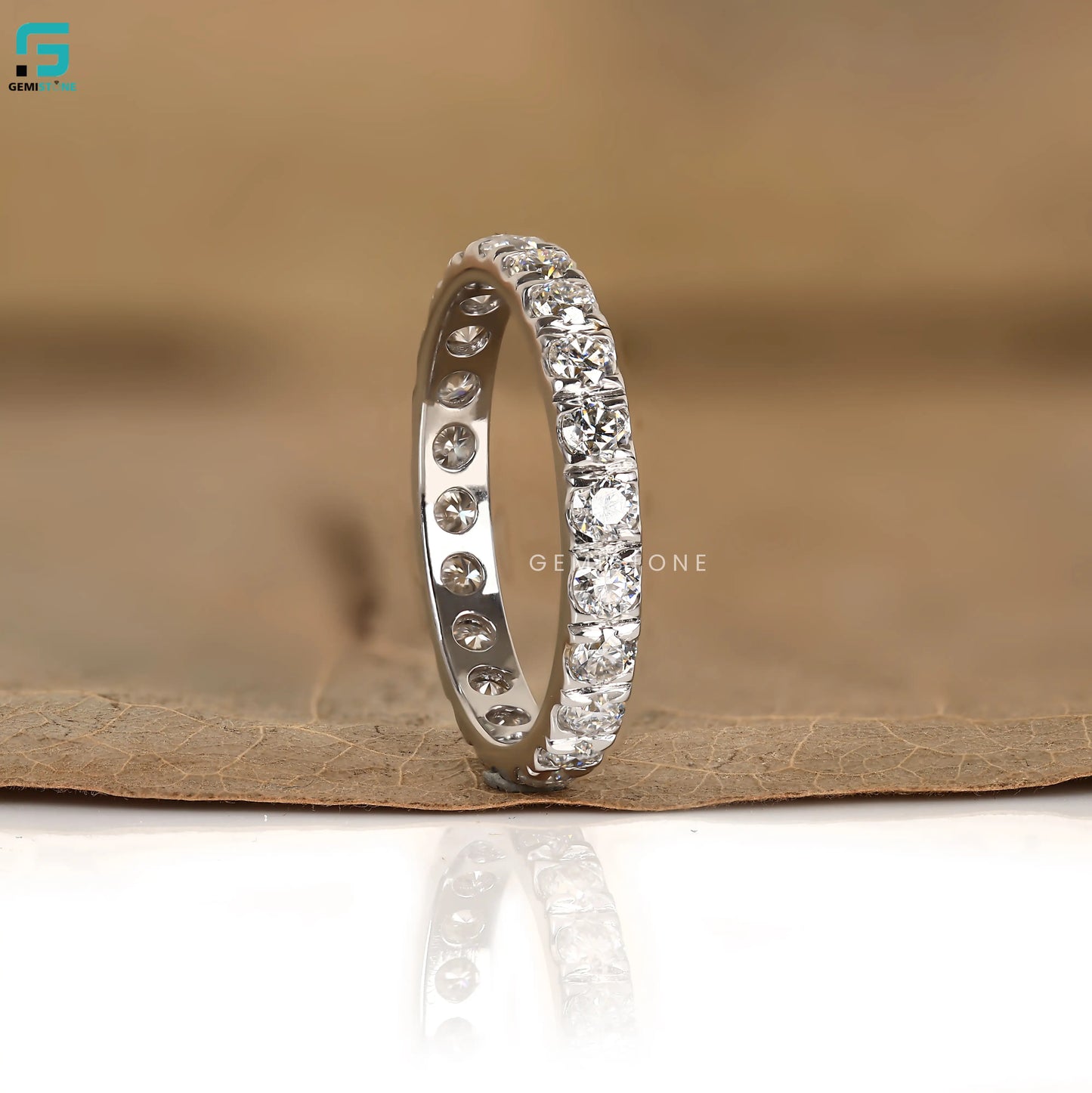14K Solid Gold Lab Diamond Round Full Eternity Wedding Band