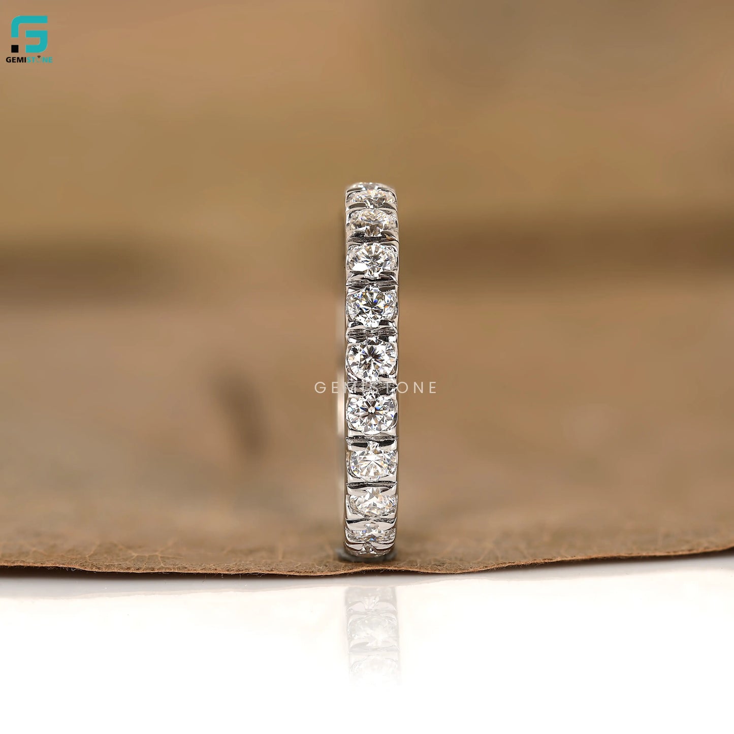 14K Solid Gold Lab Diamond Round Full Eternity Wedding Band For Women