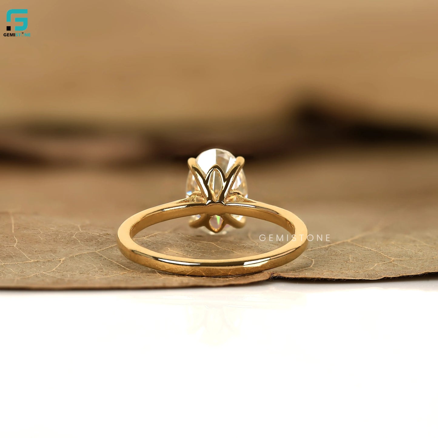 14K Solid Gold Oval Lab Grown Diamond Engagement Ring For Women