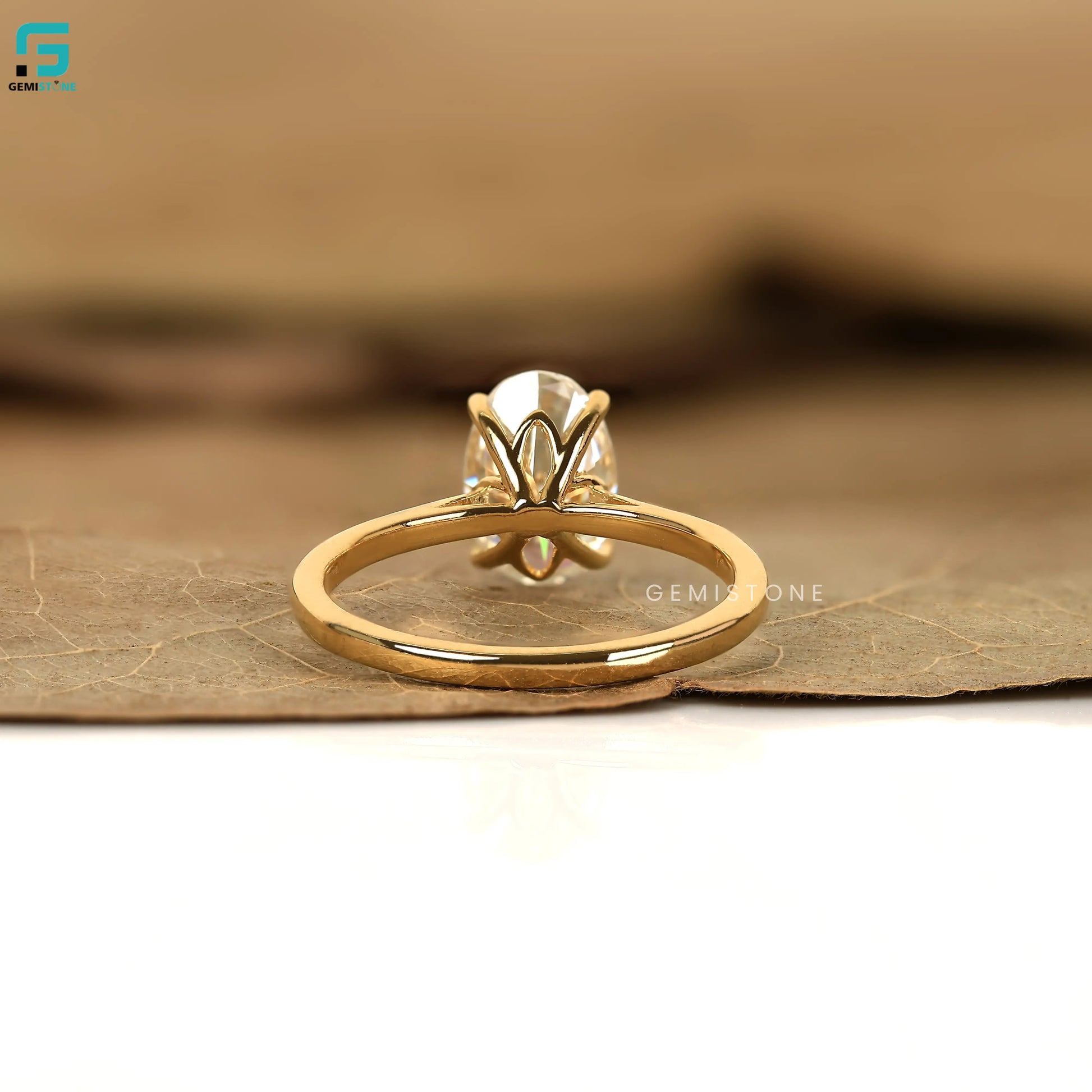 14K Solid Gold Oval Lab Grown Diamond Engagement Ring For Women