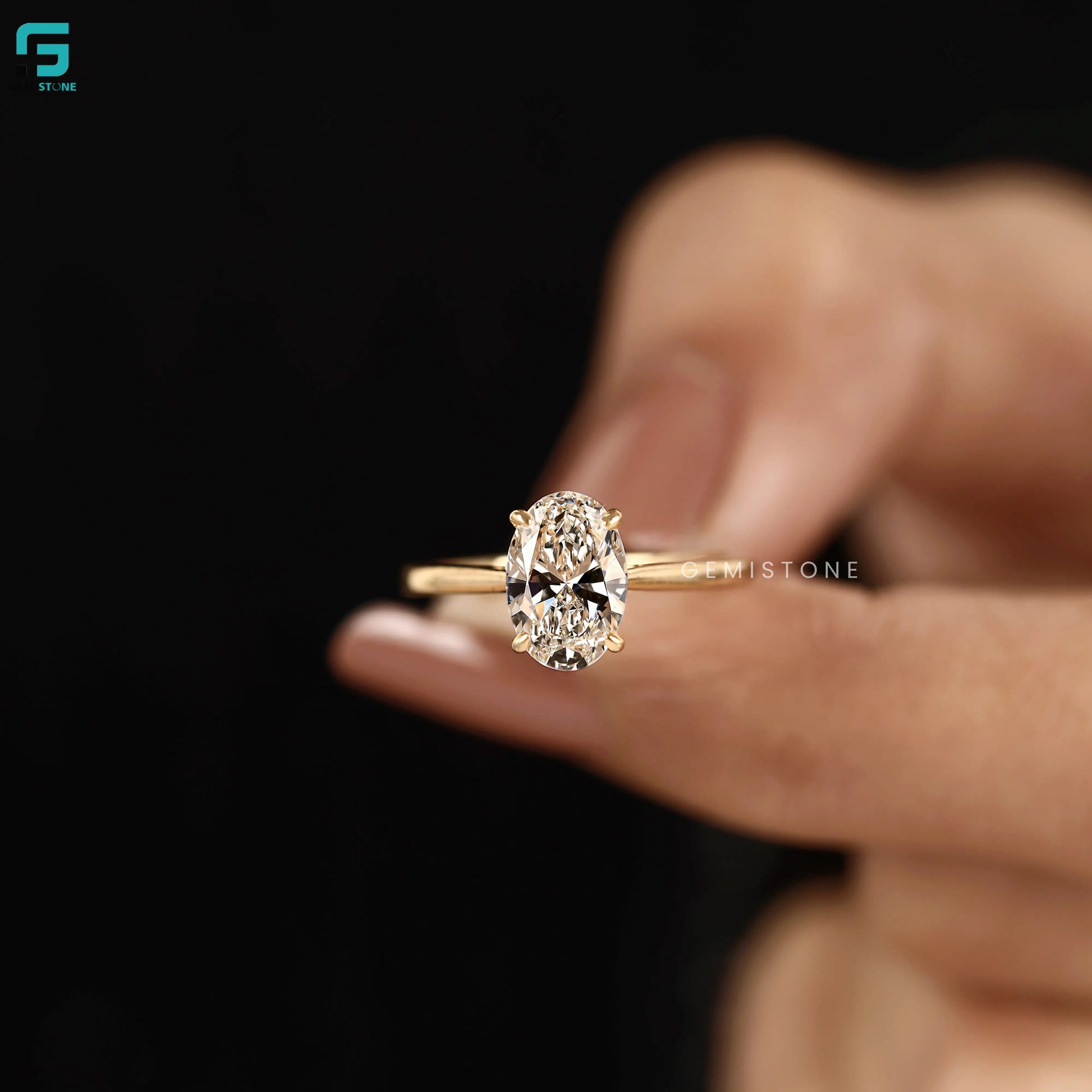 14K Solid Gold Oval Lab Grown Diamond Wedding Annivasary Ring