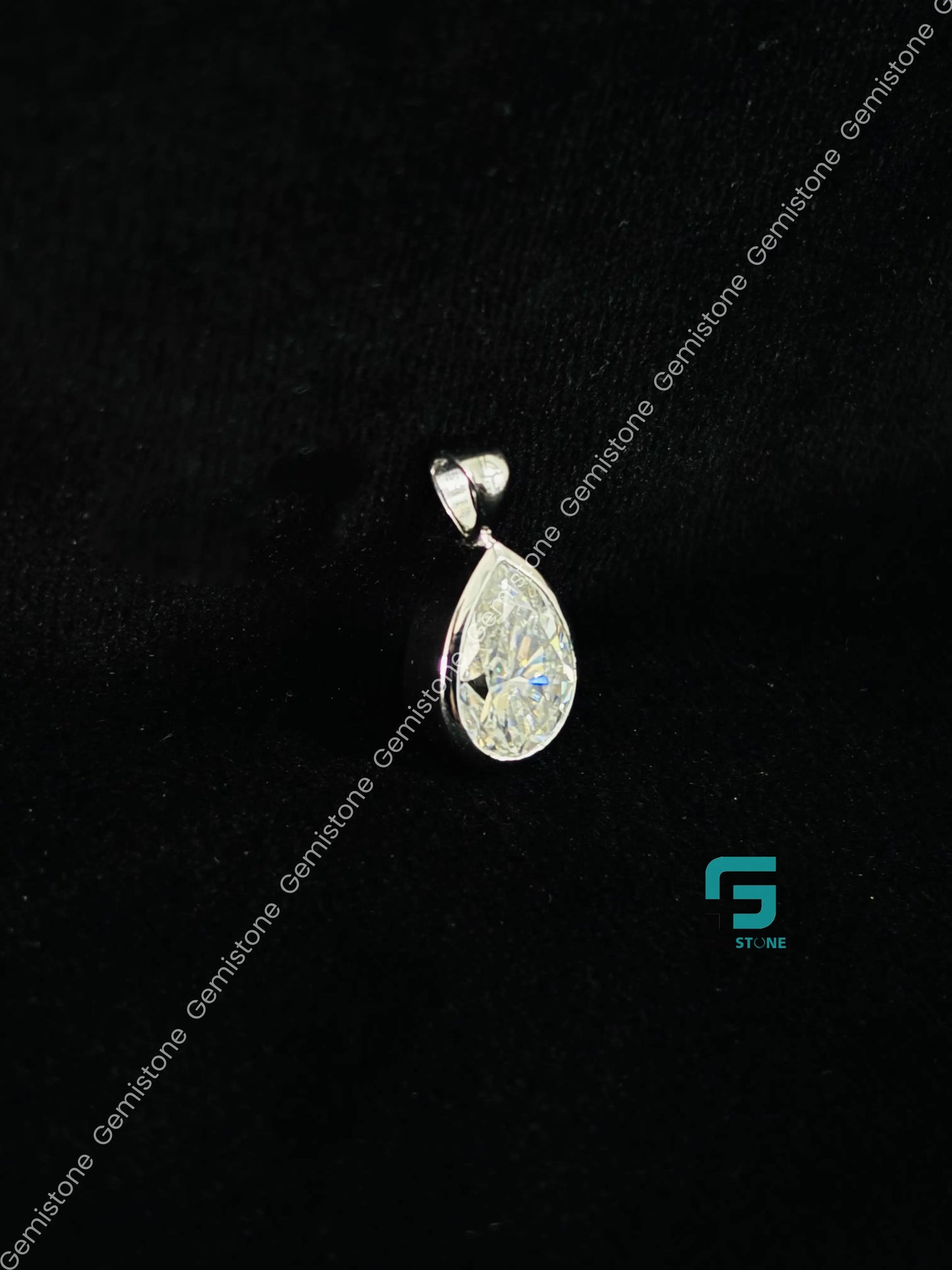 14K Solid Gold Pear Charm Pendant For Her
