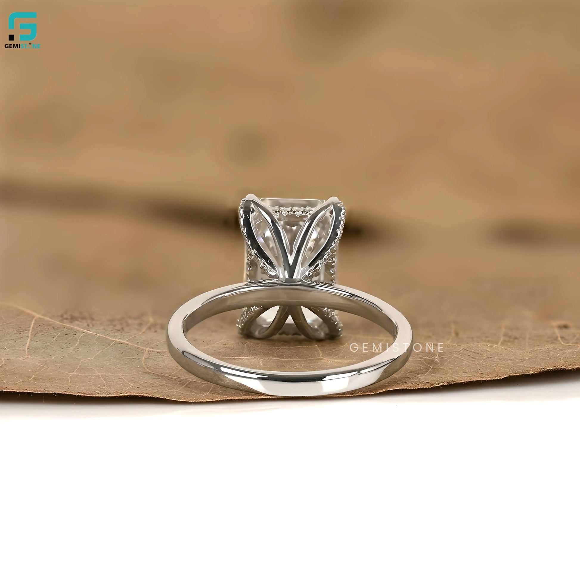 14K Solid Gold Petal Prong Ring