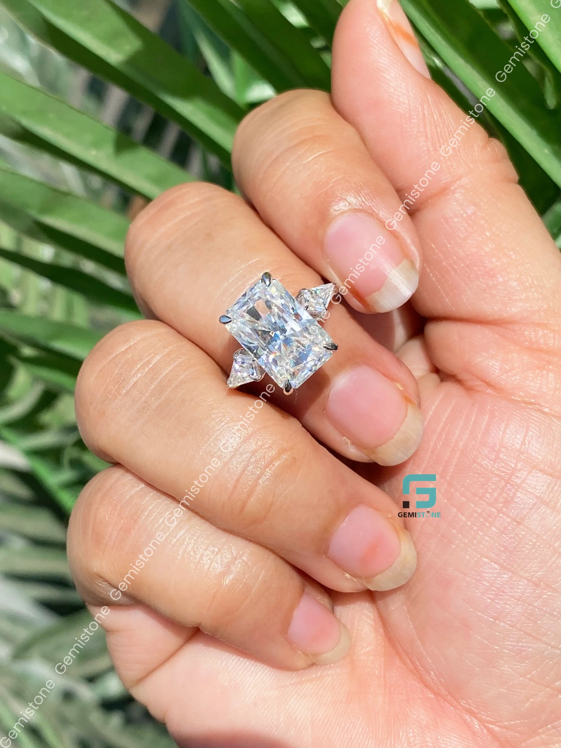14K Solid Gold Radiant Moissanite Ring For Women