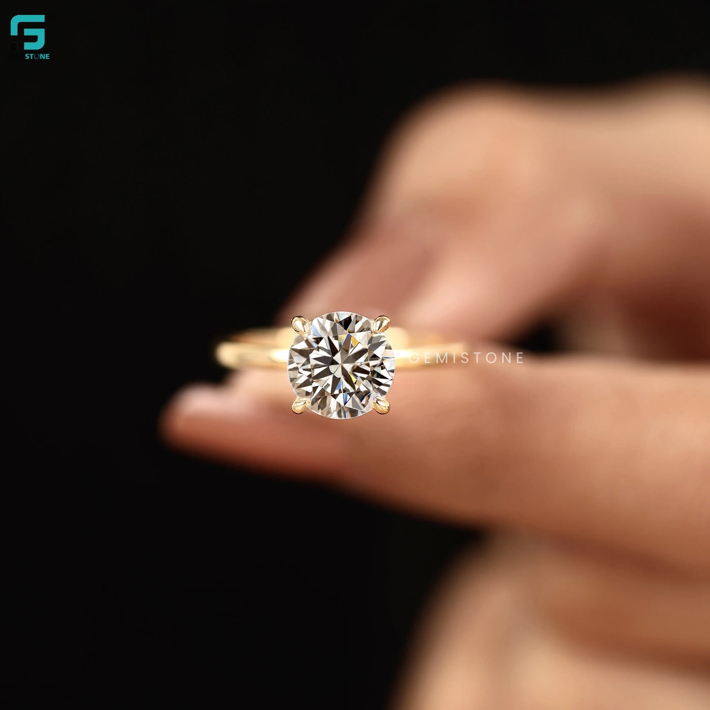 14K Solid Gold Round Lab Grown Wedding Annivasary Ring For Women