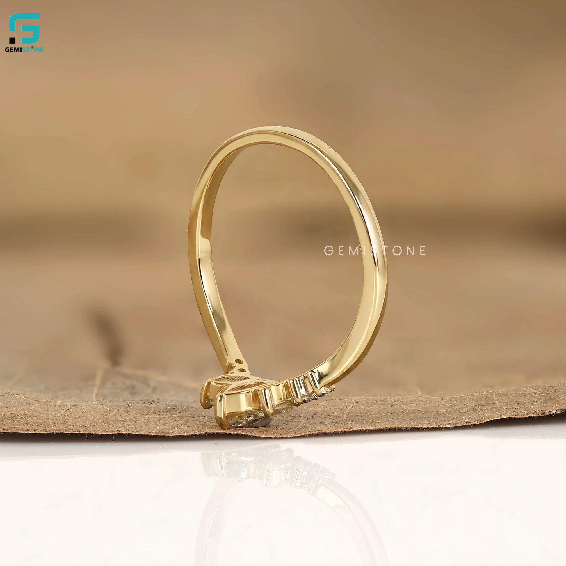 14K Solid Gold Seven Stone Lab Diamond Chavron Wedding Band 