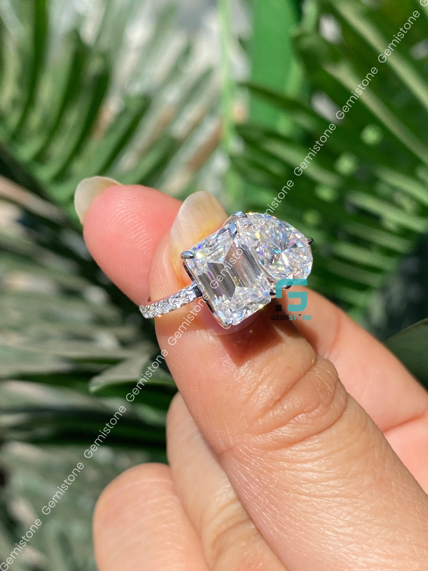 14K Solid Gold Toi Et Moi Moissanite Wedding Ring For Women