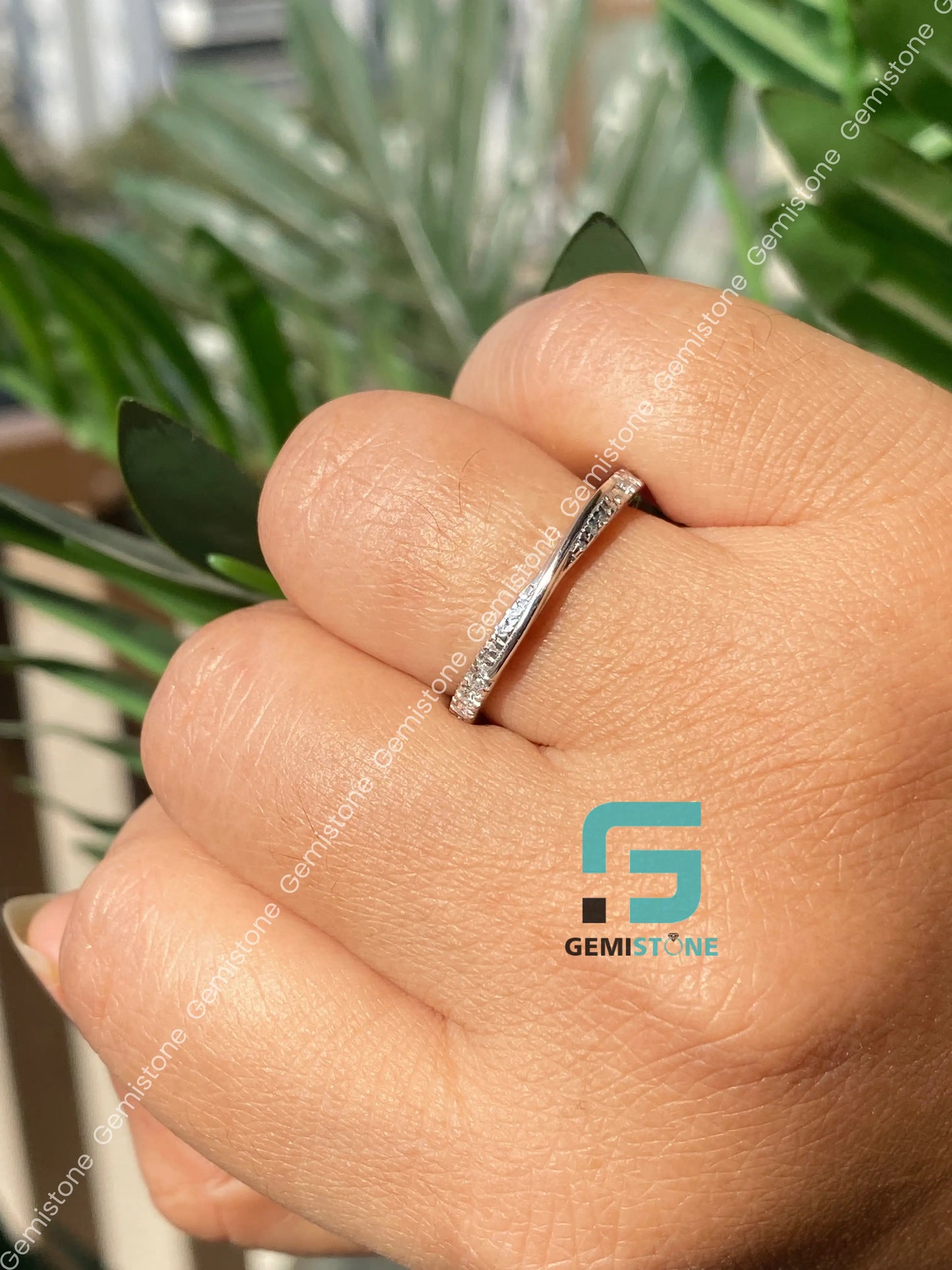 14K Solid White Gold Twist Infinity Wedding Band For Her