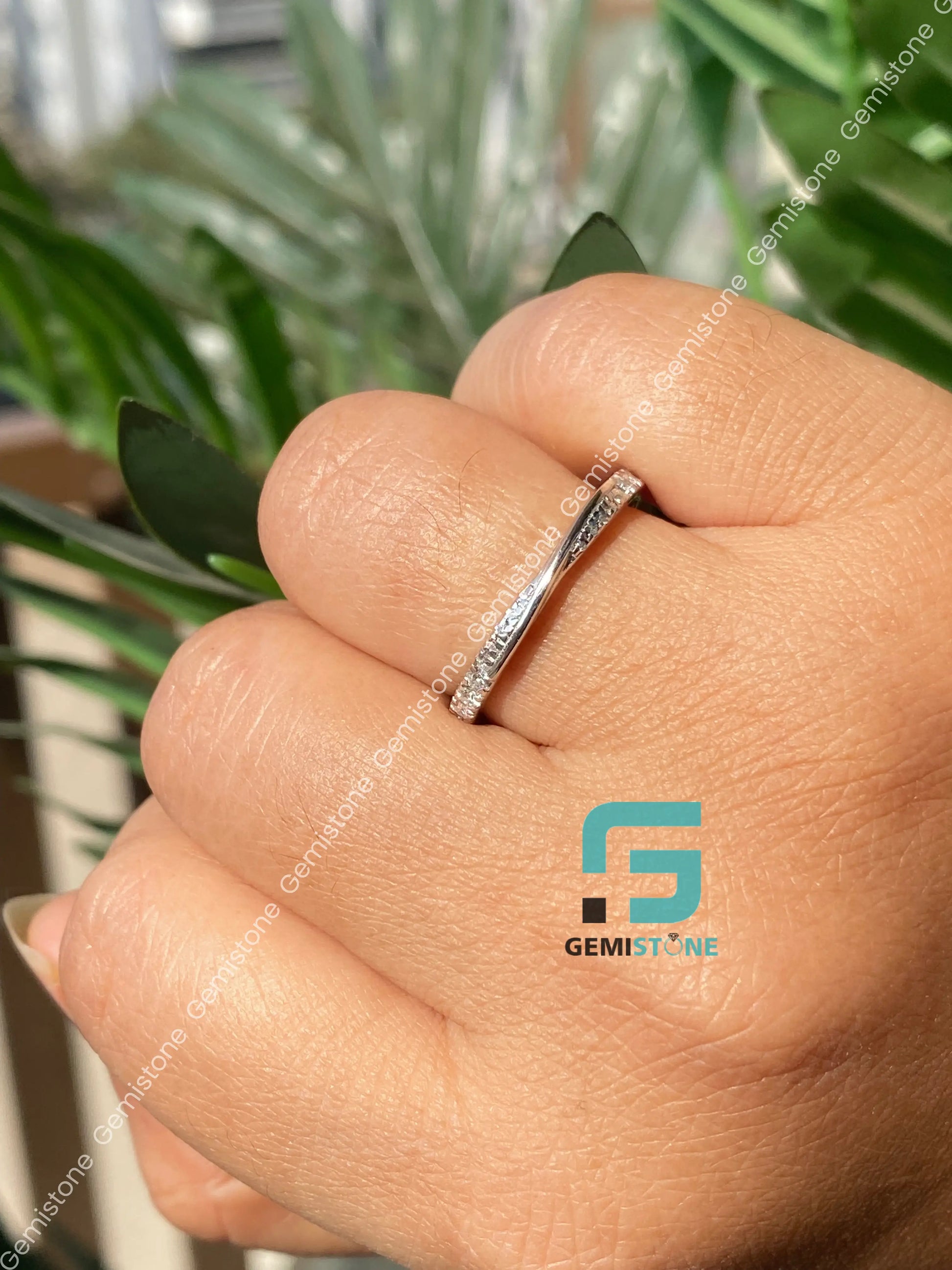14K Solid White Gold Twist Infinity Wedding Band For Her