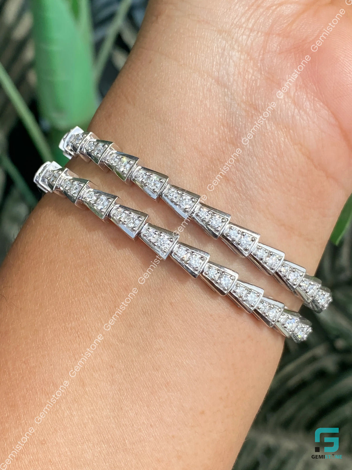 14K White Gold Pave Diamonds Serpenti