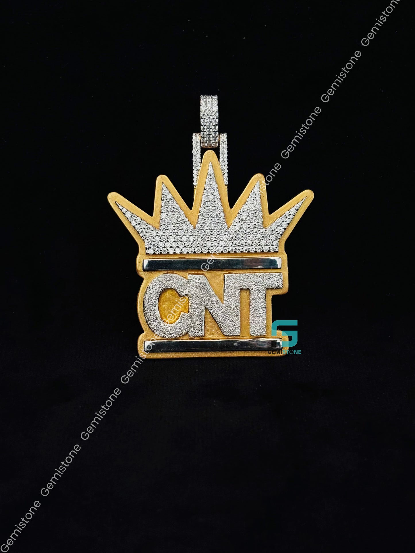 14K Yellow Gold Plated CNT Moissanite Pendant