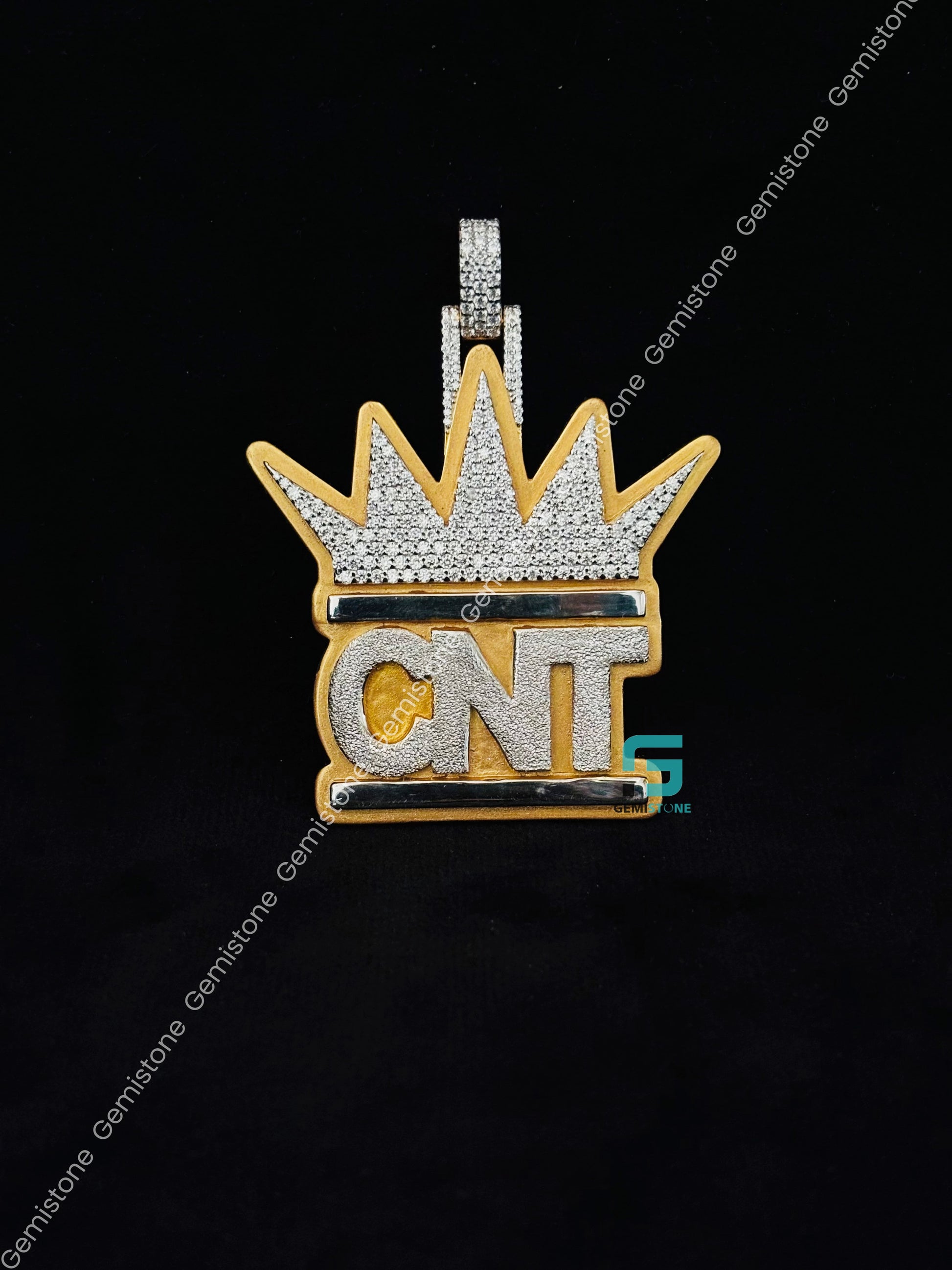 14K Yellow Gold Plated CNT Moissanite Pendant