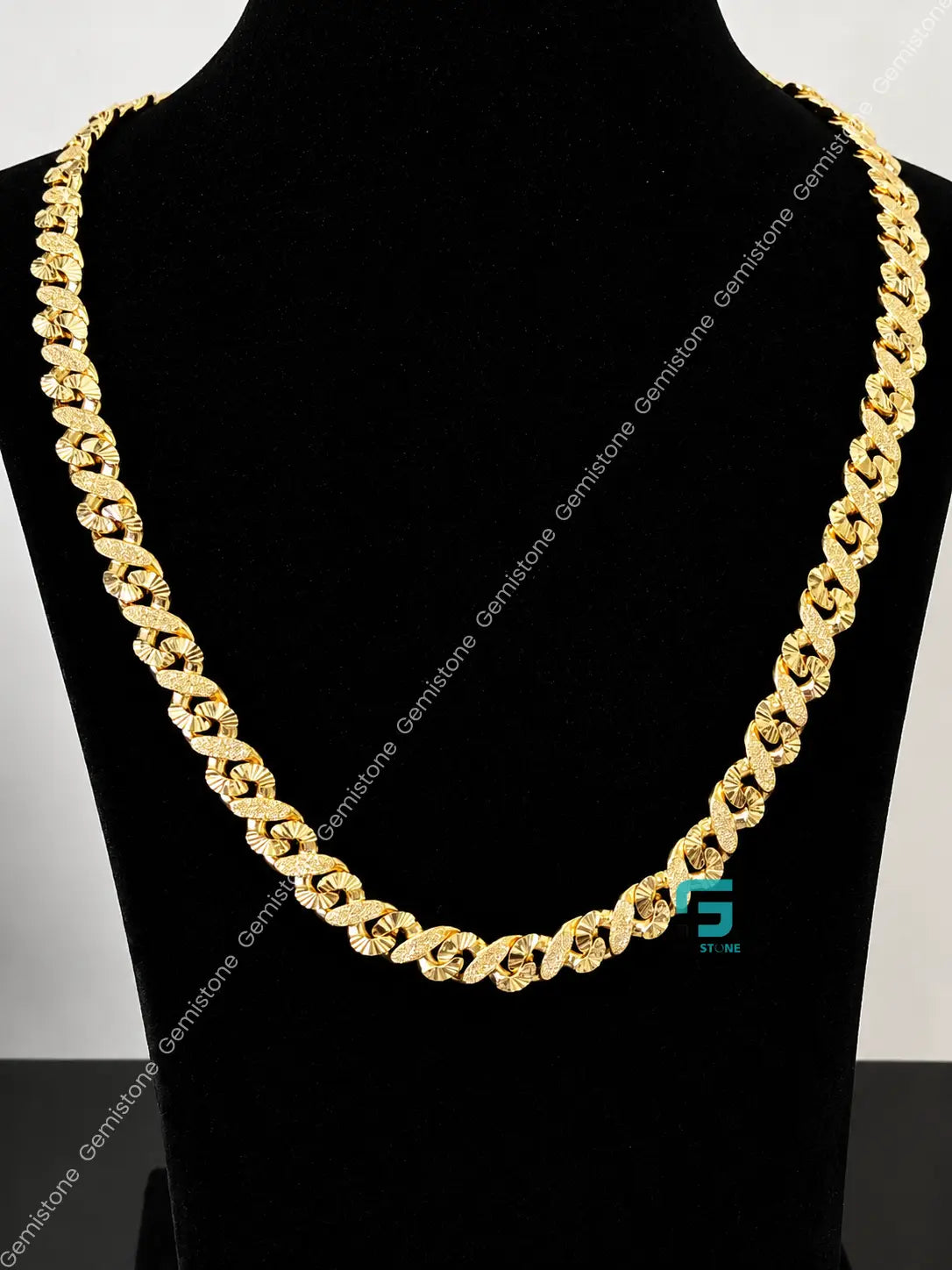 14MM Dust Cuban Link Chain Bracelete Combo For Men