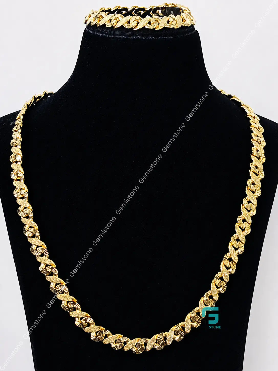 14MM Dust Cuban Link Hip Hop Chain Bracelete Combo For Men