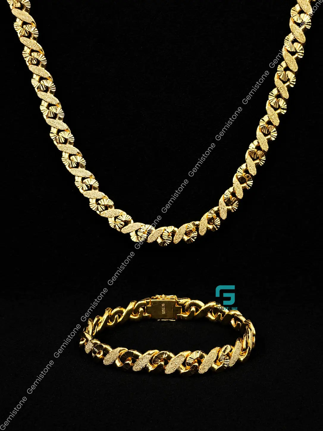 14MM Yellow Gold plated Dust Cuban Link Hip Hop Chain For Men