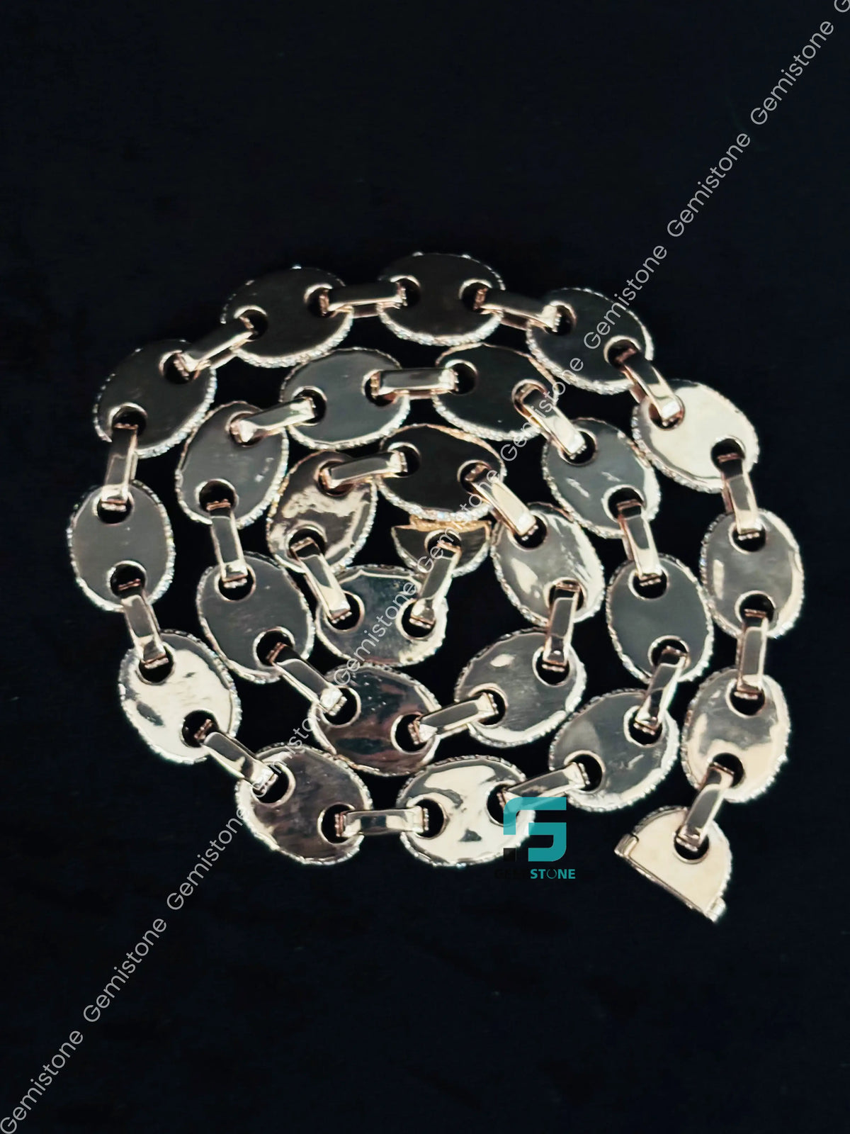 15MM Rose Gold Plated Puff Link Moissanite Hip Hop Chain