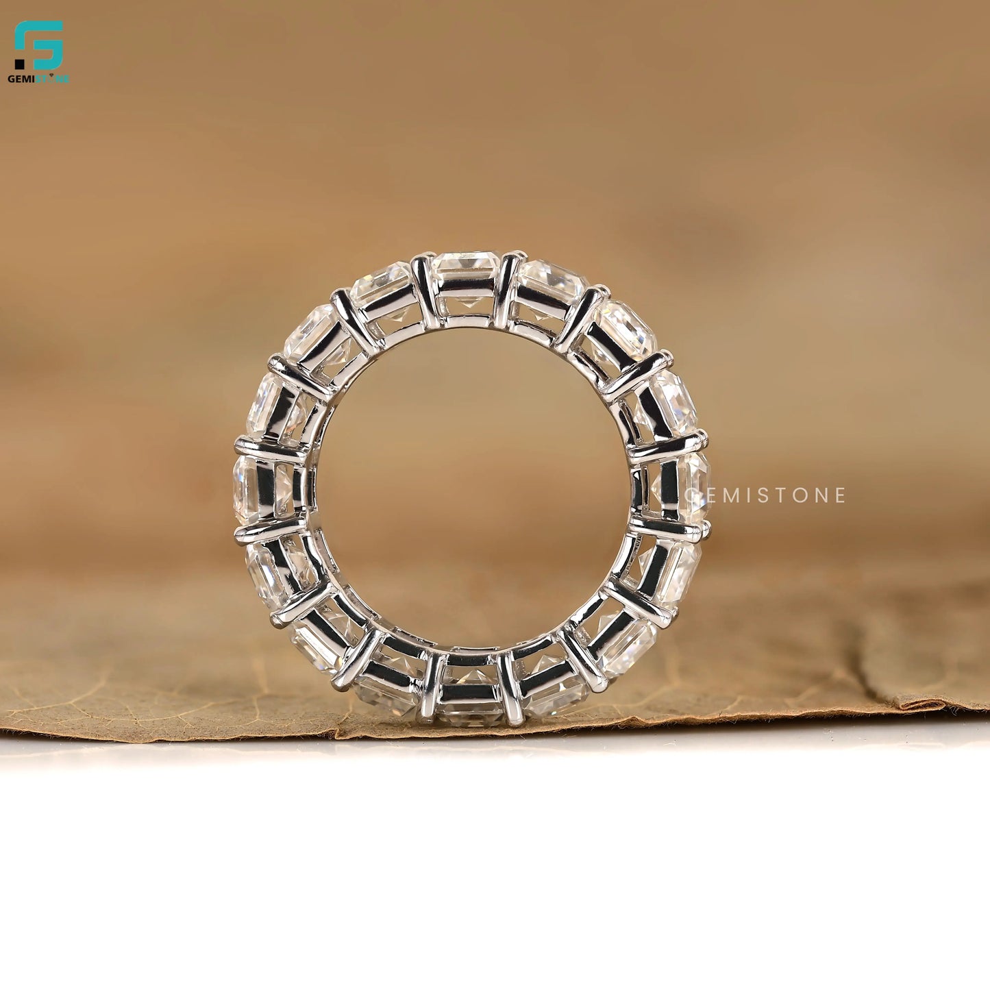 16CT Emerald Full Eternity Wedding Band For Women