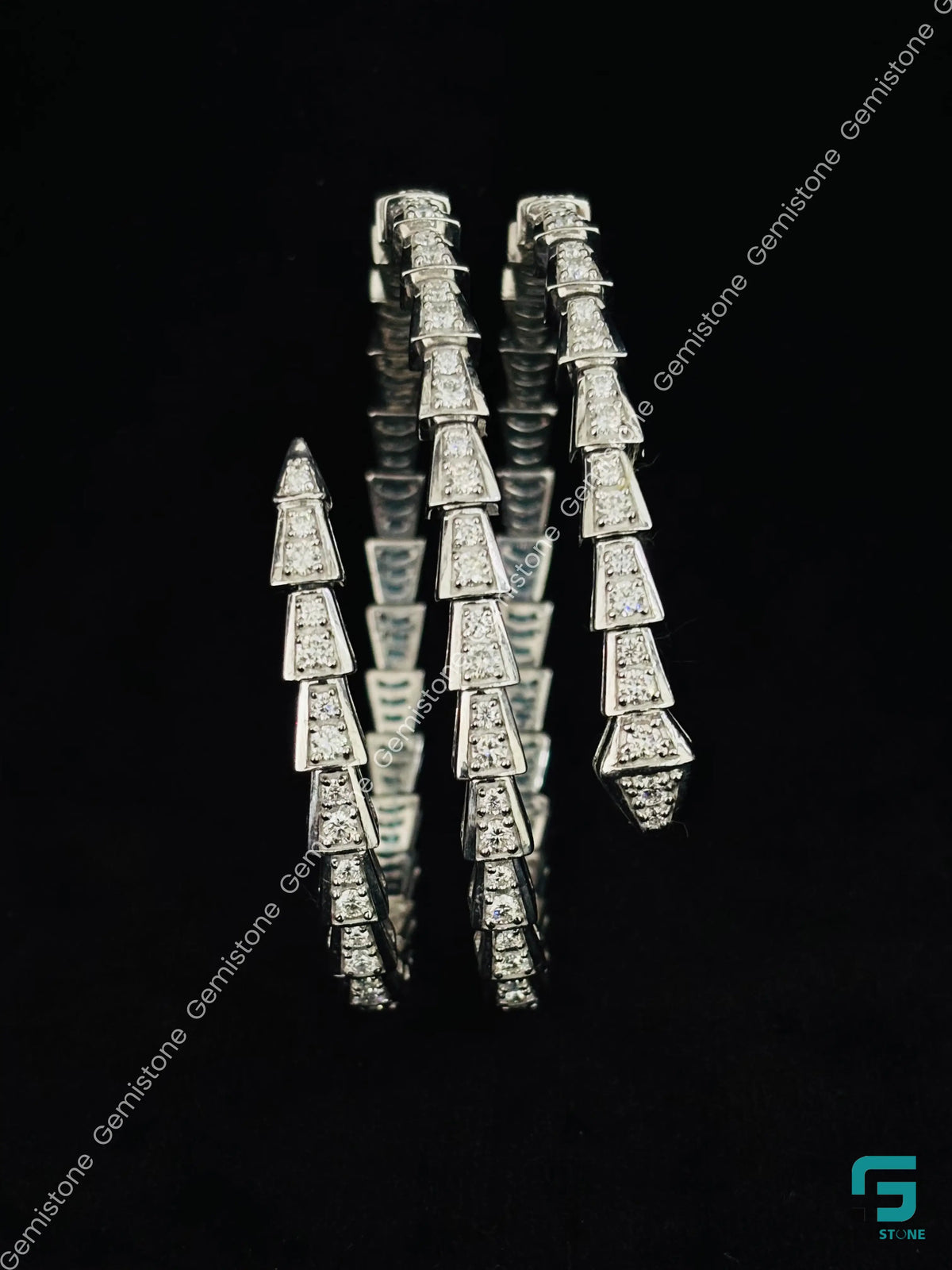 18K White Gold Pave Diamonds Serpenti Bracelet